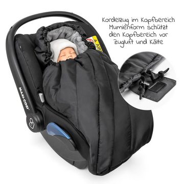 Zamboo Fußsack Deluxe - Schwarz Grau, Winter Fußsack für Babyschale Maxi Cosi & Babywanne Baby Winterfußsack