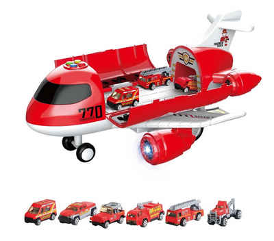 efaso Lernspielzeug XXL Flugzeug 40cm Spielzeug - inkl. 6 Autos, aufklappbar und Autos