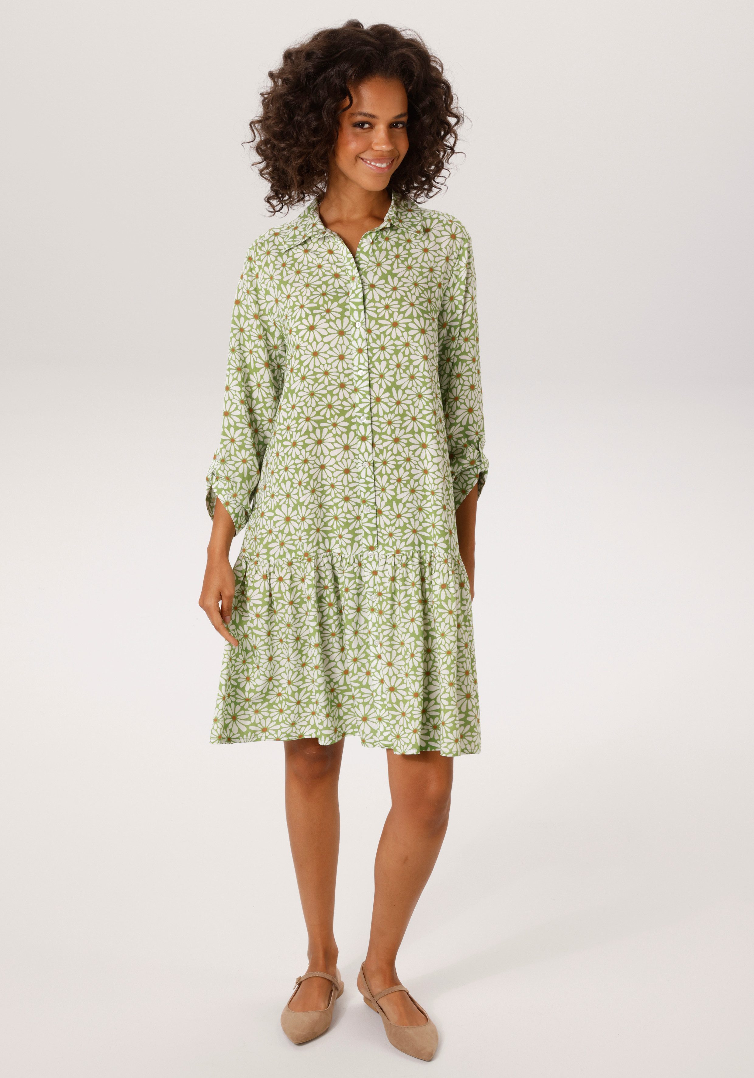 Aniston CASUAL Blusenkleid mit grafischen Blüten bedruckt