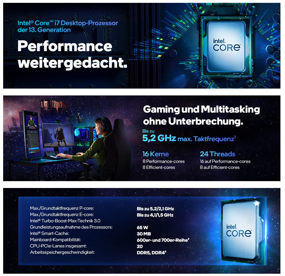 Meinpc Intel Core i7 mit RTX 5060 Gaming-PC (Intel Core i7 13700, RTX 5060, 32 GB RAM, 1000 GB SSD, Luftkühlung, Gaming, Gamer, RGB)