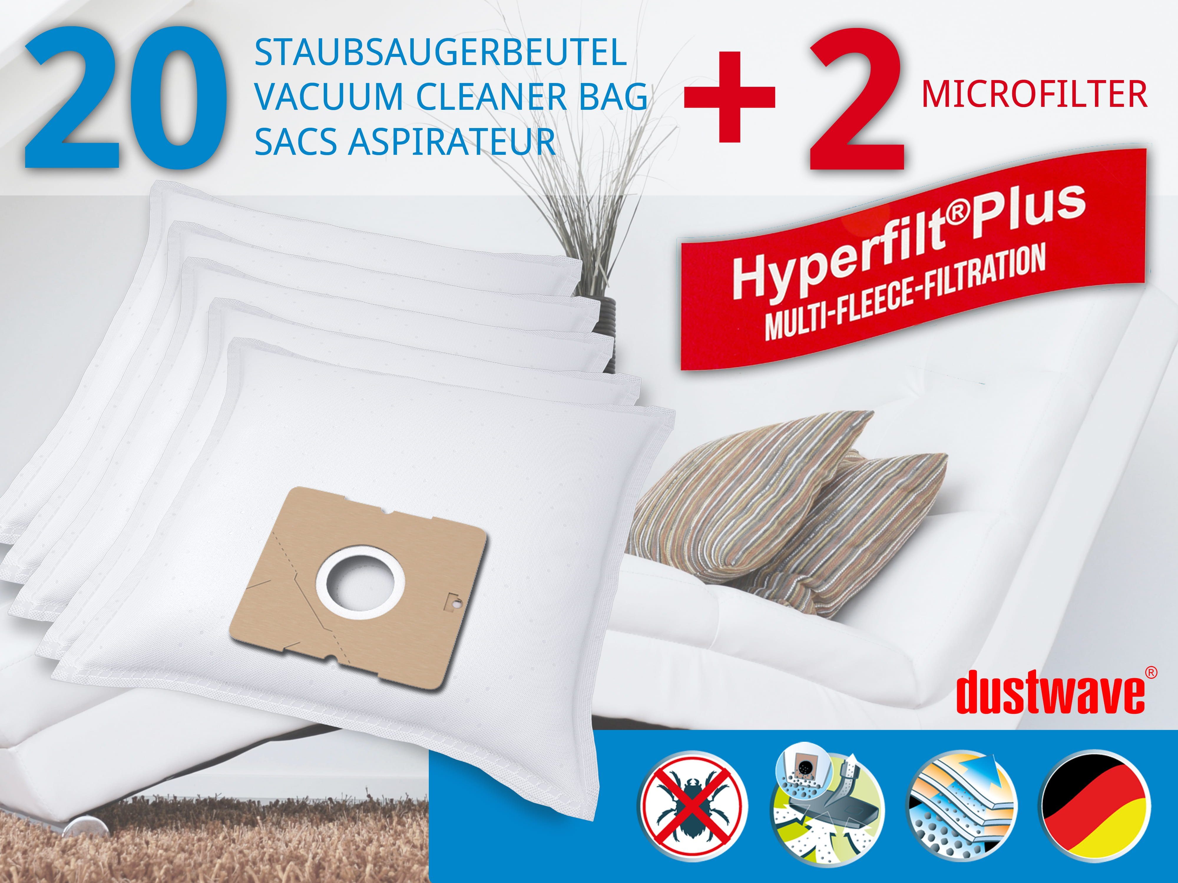 Megapack, 20 passend Megapack, St., 2 1,5l, (ca. AmazonBasics Staubsaugerbeutel Dustwave + zuschneidbar) 15x15cm Staubsaugerbeutel 20 Hepa-Filter für -