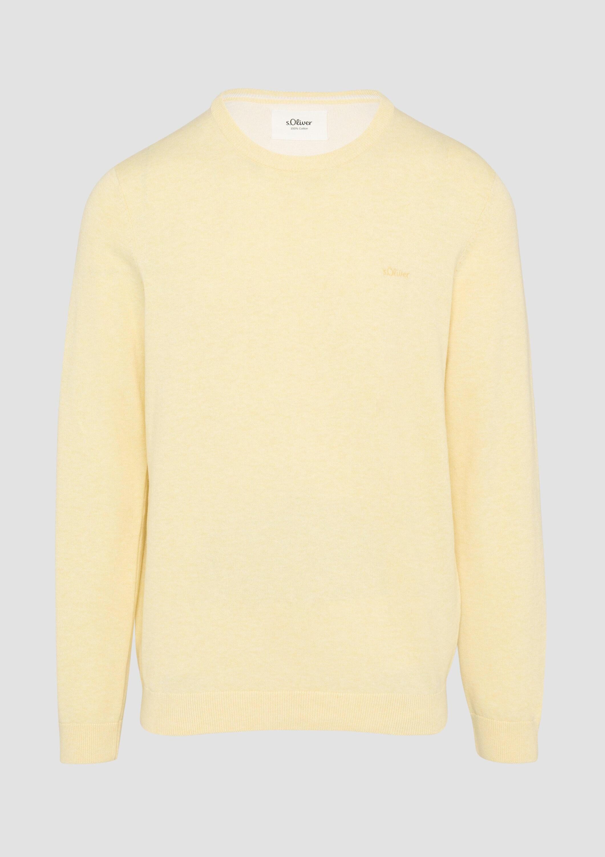 s.Oliver Longpullover Strickpullover Baumwollpullover mit Logo-Stickerei