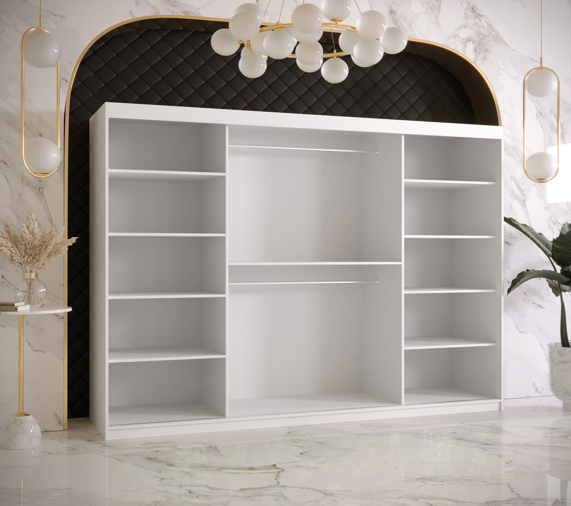 ABIKS MÖBEL Schwebetürenschrank RIFLO WAVE 2 Schlafzimmerschrank - mit Schiebetüren, Kleiderstange