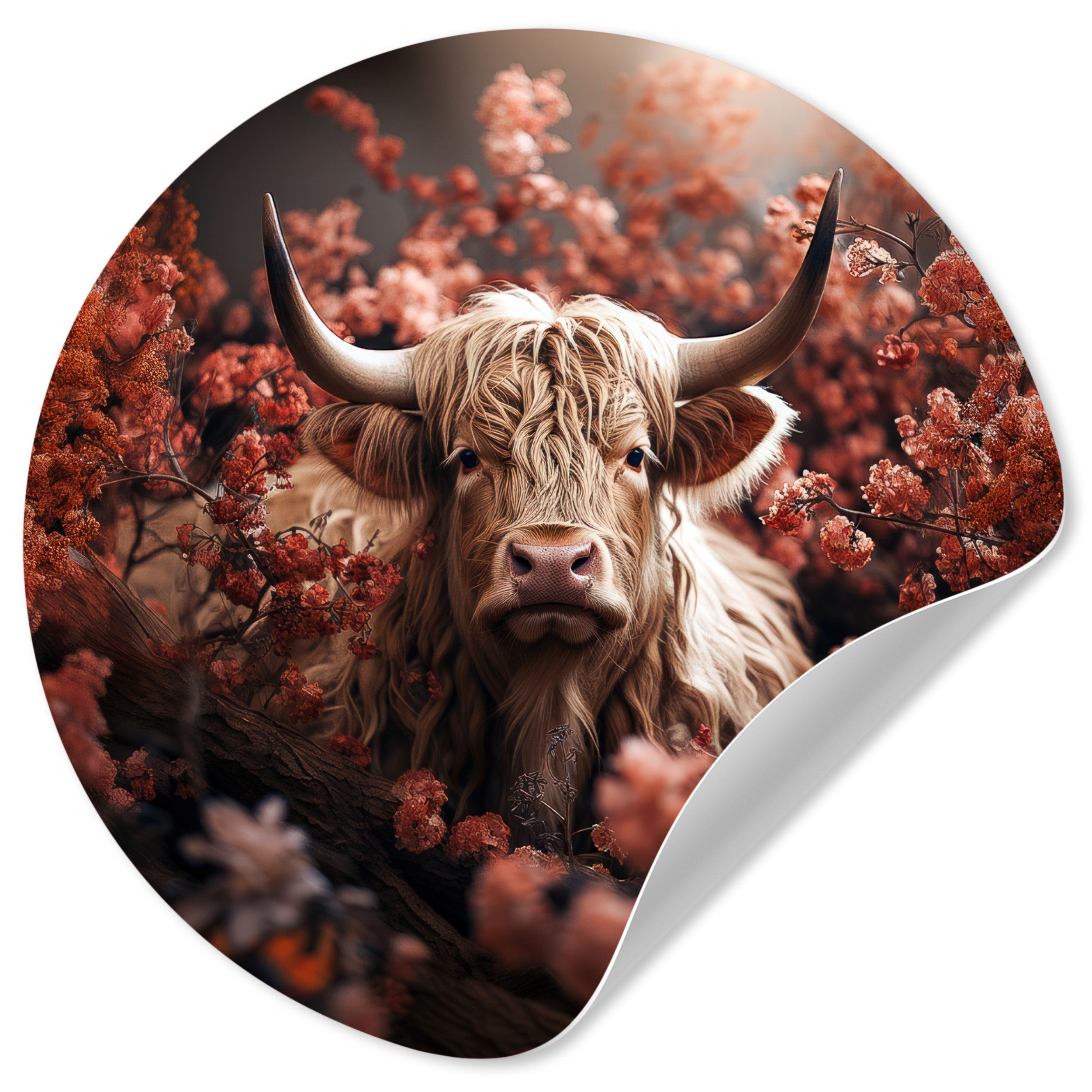 MuchoWow Wandsticker Schottische Highlander - Tier - Natur - Blumen - Botan günstig online kaufen
