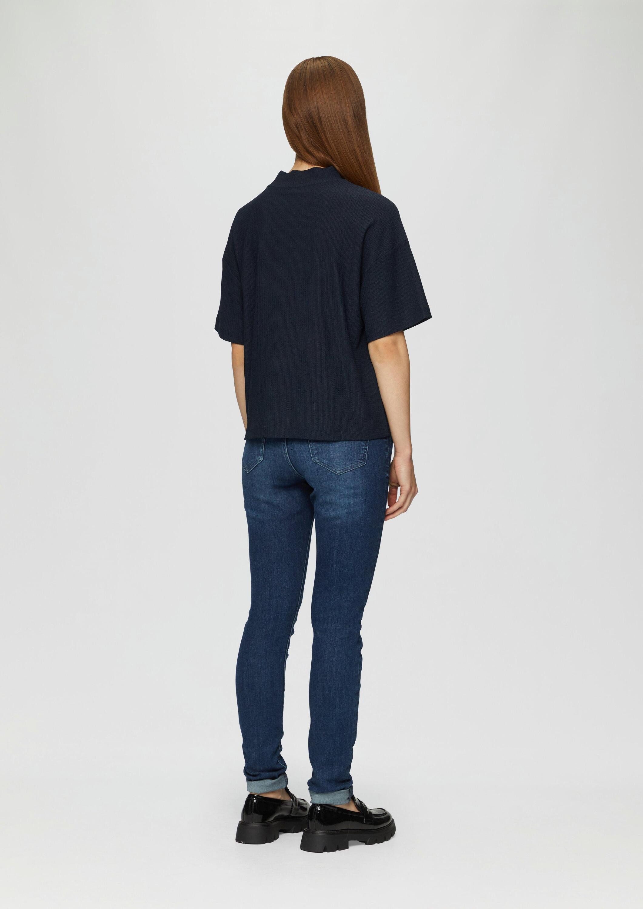 s.Oliver Kurzarmshirt T-Shirt Crêpe-Shirt mit Stehkragen