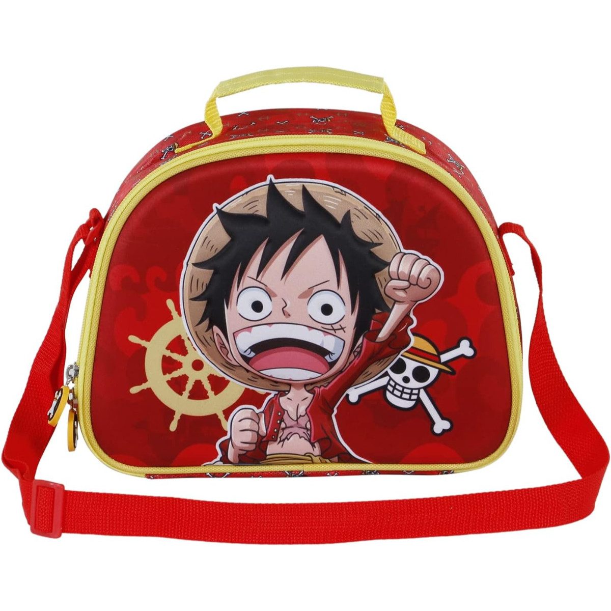 One Piece Freizeittasche - Frühstückstasche Kinder Rot mit Reißverschluss und Schulterriemen (1-tlg)