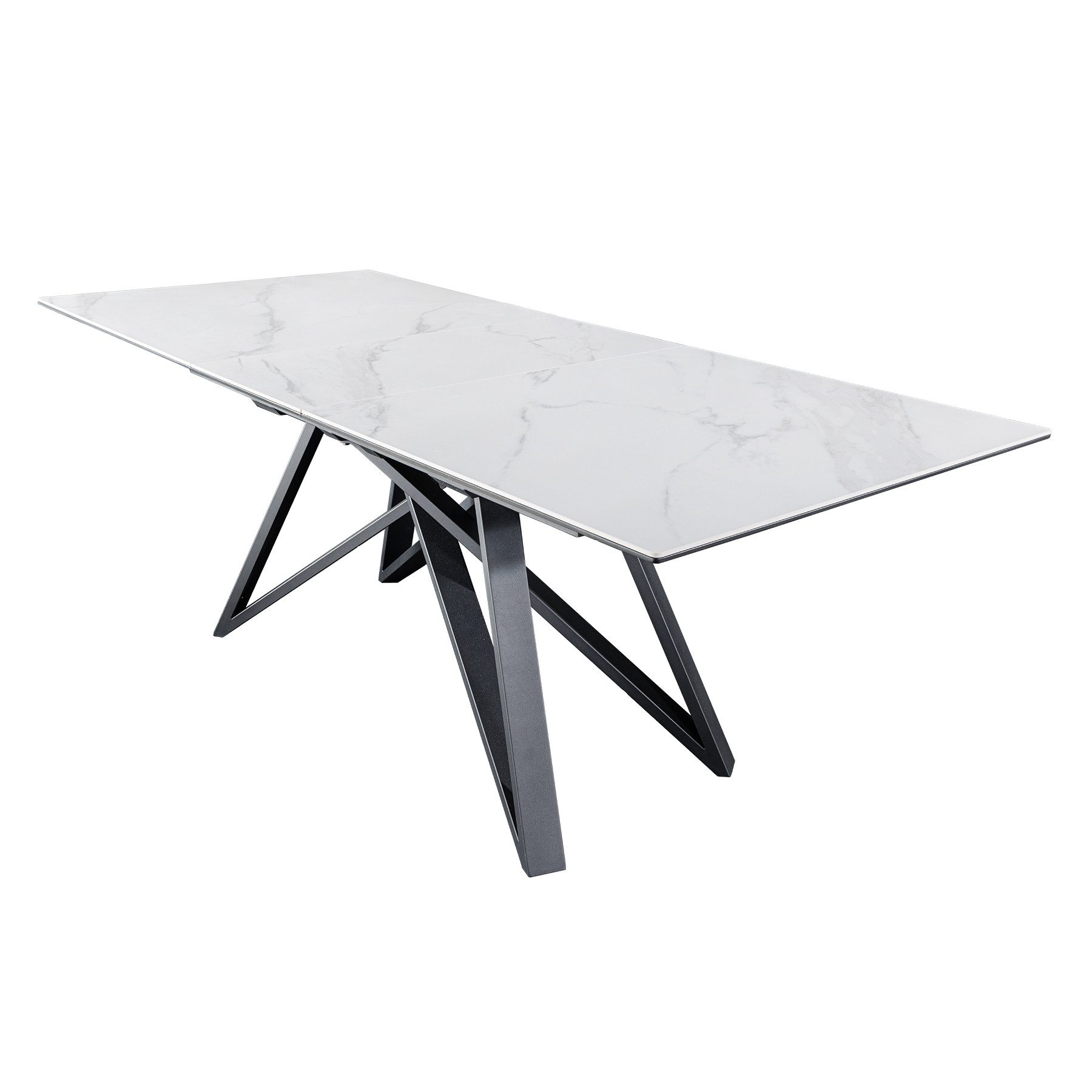 riess-ambiente Esstisch ATLAS 160-200cm weiß Keramik - ausziehbar, Sicherheitsglas (Einzelartikel, 1-St), Metallgestell · verlängerbar · für 8+ Personen · mit Marmor-Design