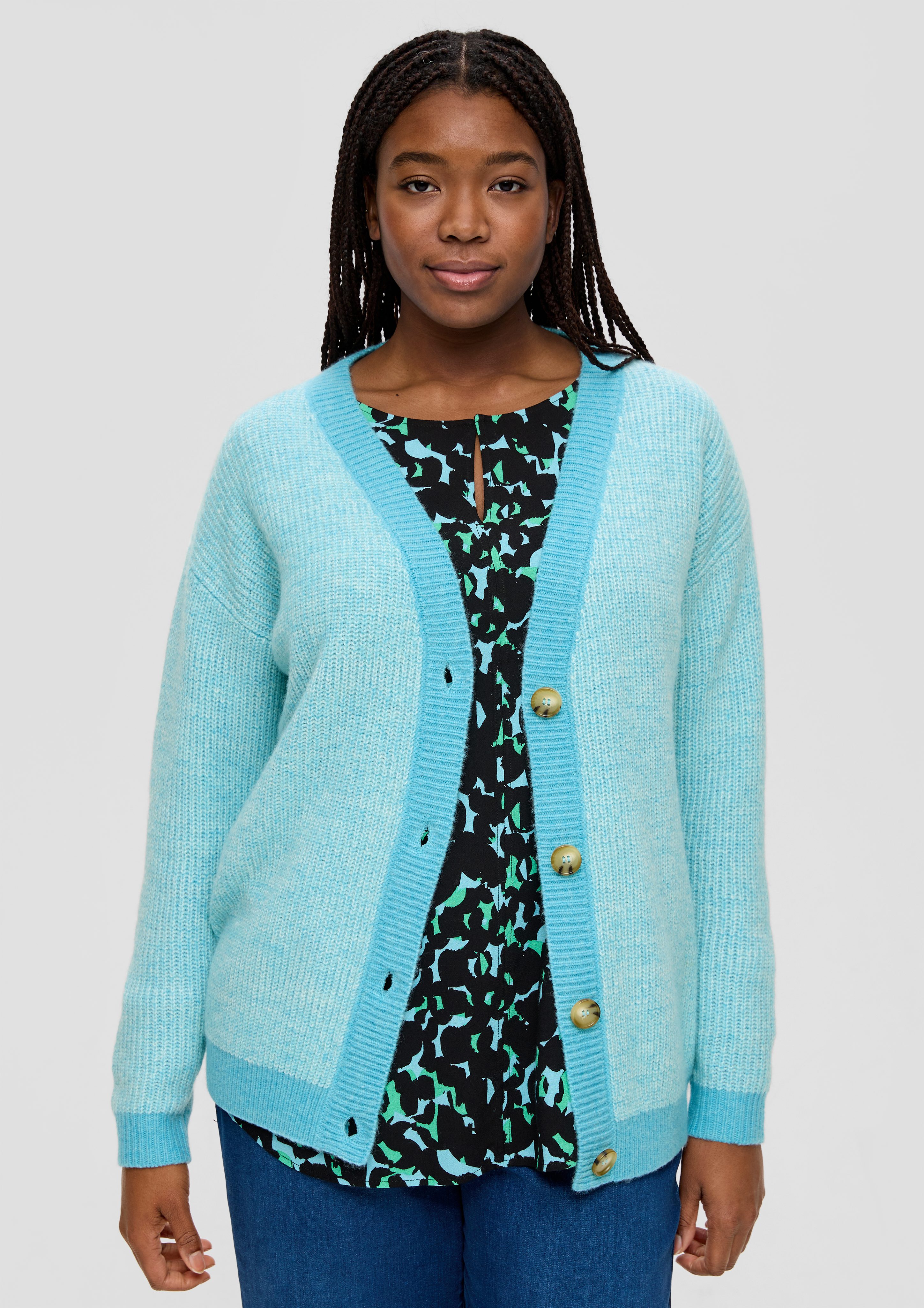 TRIANGLE Poncho Cardigan aus Wollmix