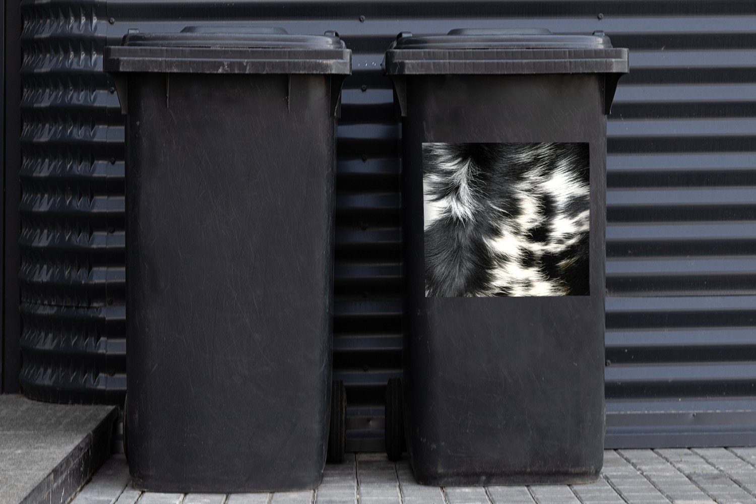 (1 Langhornkuh einer Container, MuchoWow Wandsticker Mülleimer-aufkleber, Die Sticker, St), Kuhhaut Abfalbehälter Mülltonne,