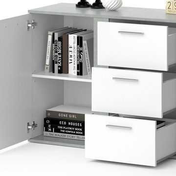 Vicco Kommode Sideboard Highboard NOVELLI 2D3S Weiß / Beton