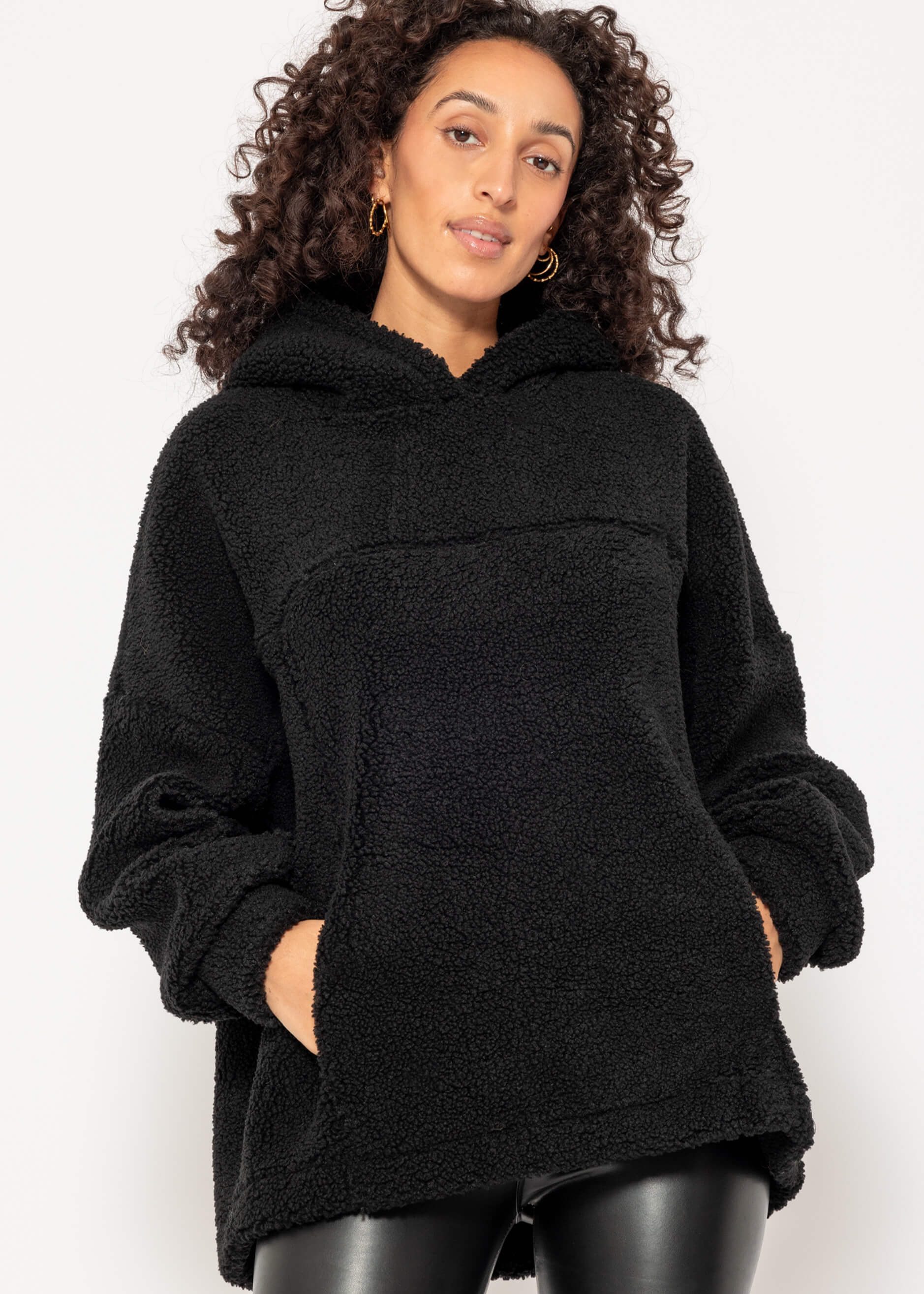 SASSYCLASSY Strickpullover Kuscheliger Oversize Teddy Kapuzenpullover günstig online kaufen