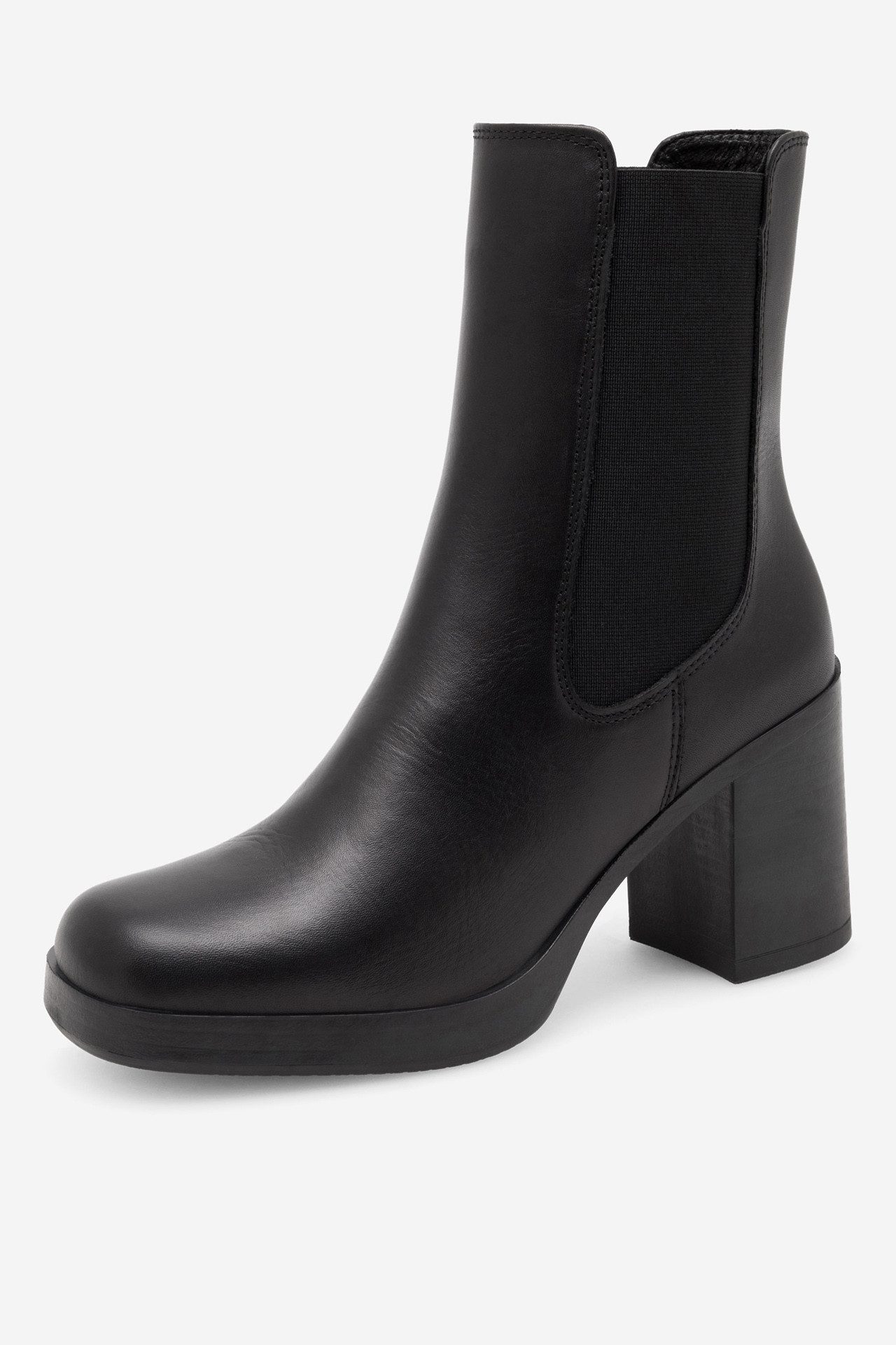 GINO ROSSI Gino Rossi CELANO‑22740NB – Damen-Stiefeletten aus Leder Schwarz Stiefelette Elastischer Schafteinsatz, warm gefüttert, Blockabsatz