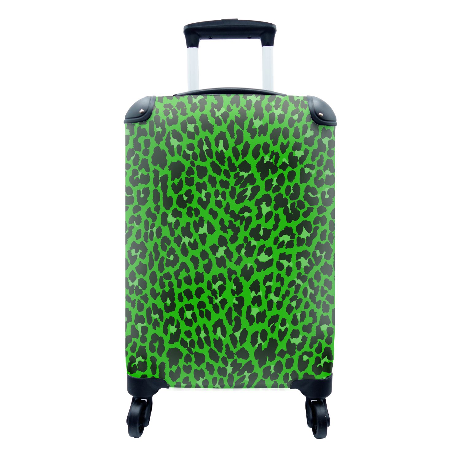 MuchoWow Handgepäckkoffer Leopard - Muster - Grün, 4 Rollen, Reisetasche mit rollen, Handgepäck für Ferien, Trolley, Reisekoffer