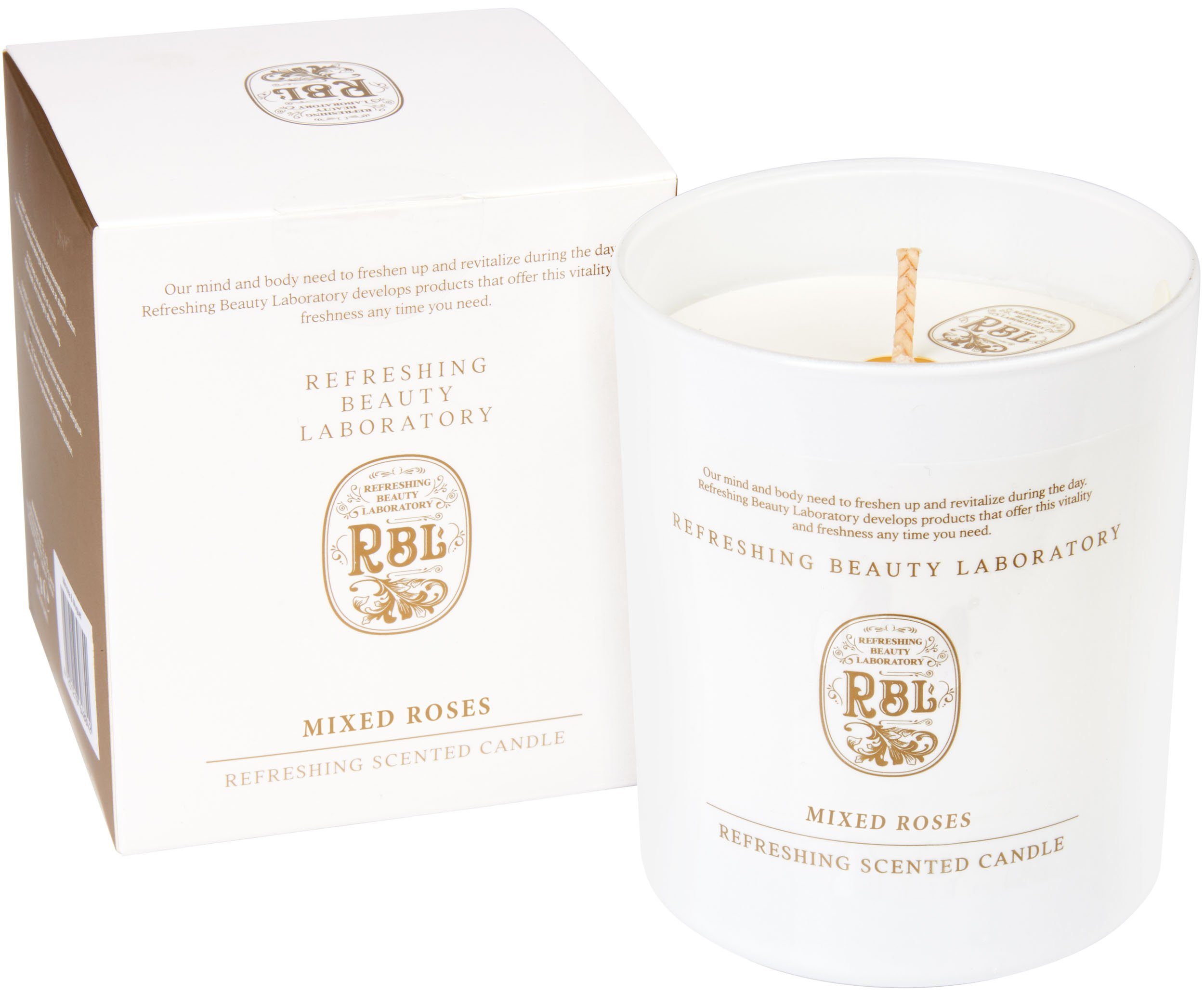 Rebul Kozmetik Duftkerze Mixed Roses - 210 g Kerze in Geschenkbox - Premium Raumduft (Glaskerze, 1-tlg., Rosen Duft), Bis zu 35 Stunden Brenndauer - Luxus Stimmungskerze