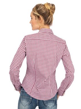 OS-Trachten Trachtenbluse Bluse Langarm CHECKERED bordeaux