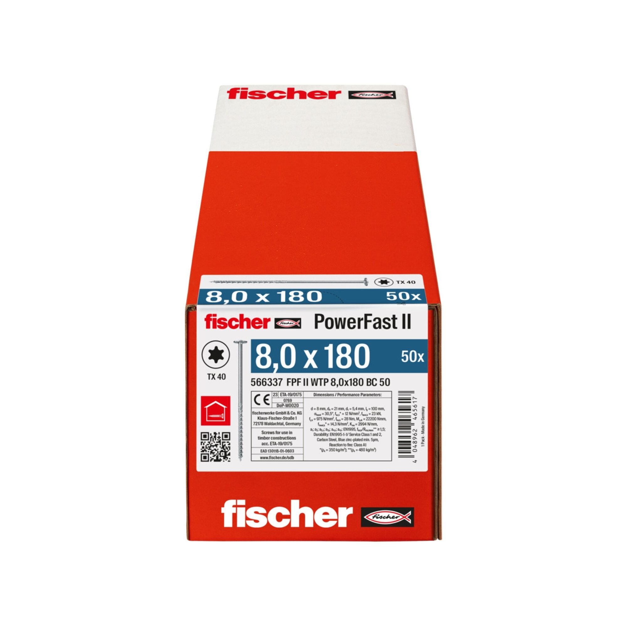 fischer Schraube fischer Holzschraube PowerFast II 8,0x180 TK TX TG blvz 50 50 Stk