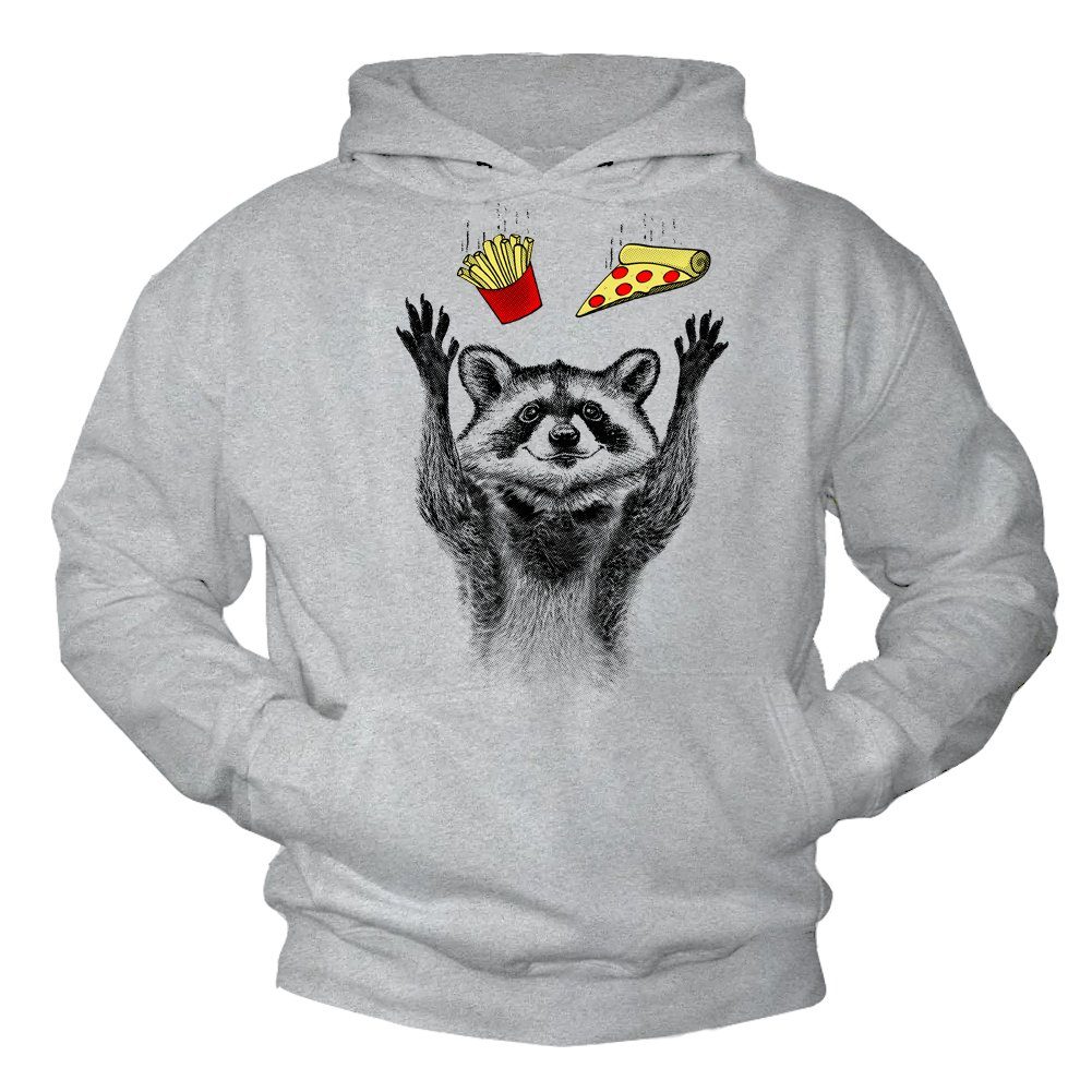 Kapuzenpullover Herren Waschbär Hoodie Lustig Pizza Motiv Sweatshirt Pulli Jungen