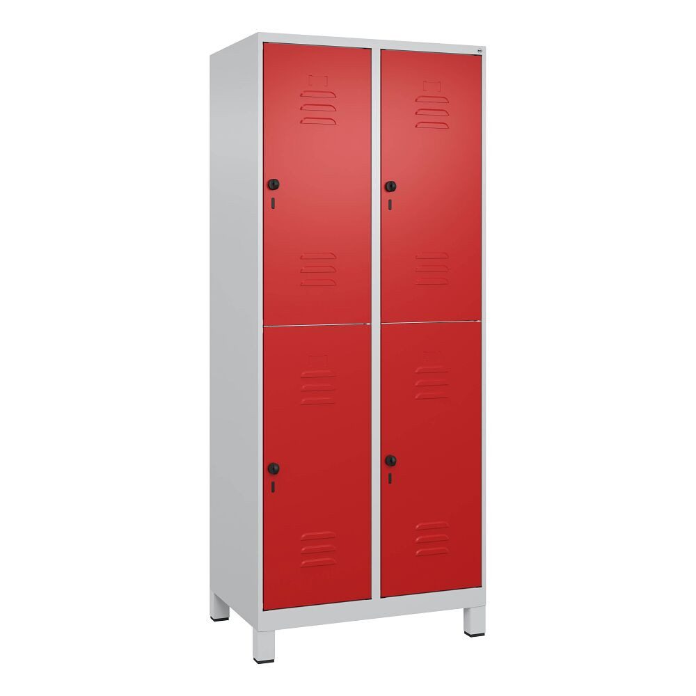 C+P Garderobenschrank Doppel-Garderobenschrank Classic Plus, Abteilbreite 40 cm, mit Füßen Sicherheits-Drehriegel, kein Aufbrechen durch Überdrehen