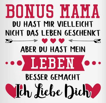 Shirtracer Tasse Bonus Mama Ich Liebe Dich Schwarz, Keramik, Muttertagsgeschenk