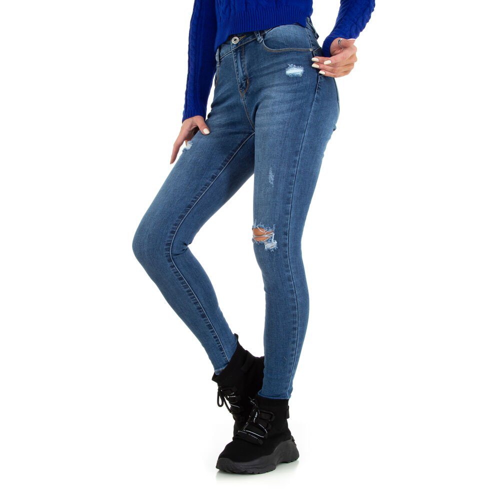 Ital-Design Skinny-fit-Jeans Damen Freizeit Stretch Skinny in Jeans Blau