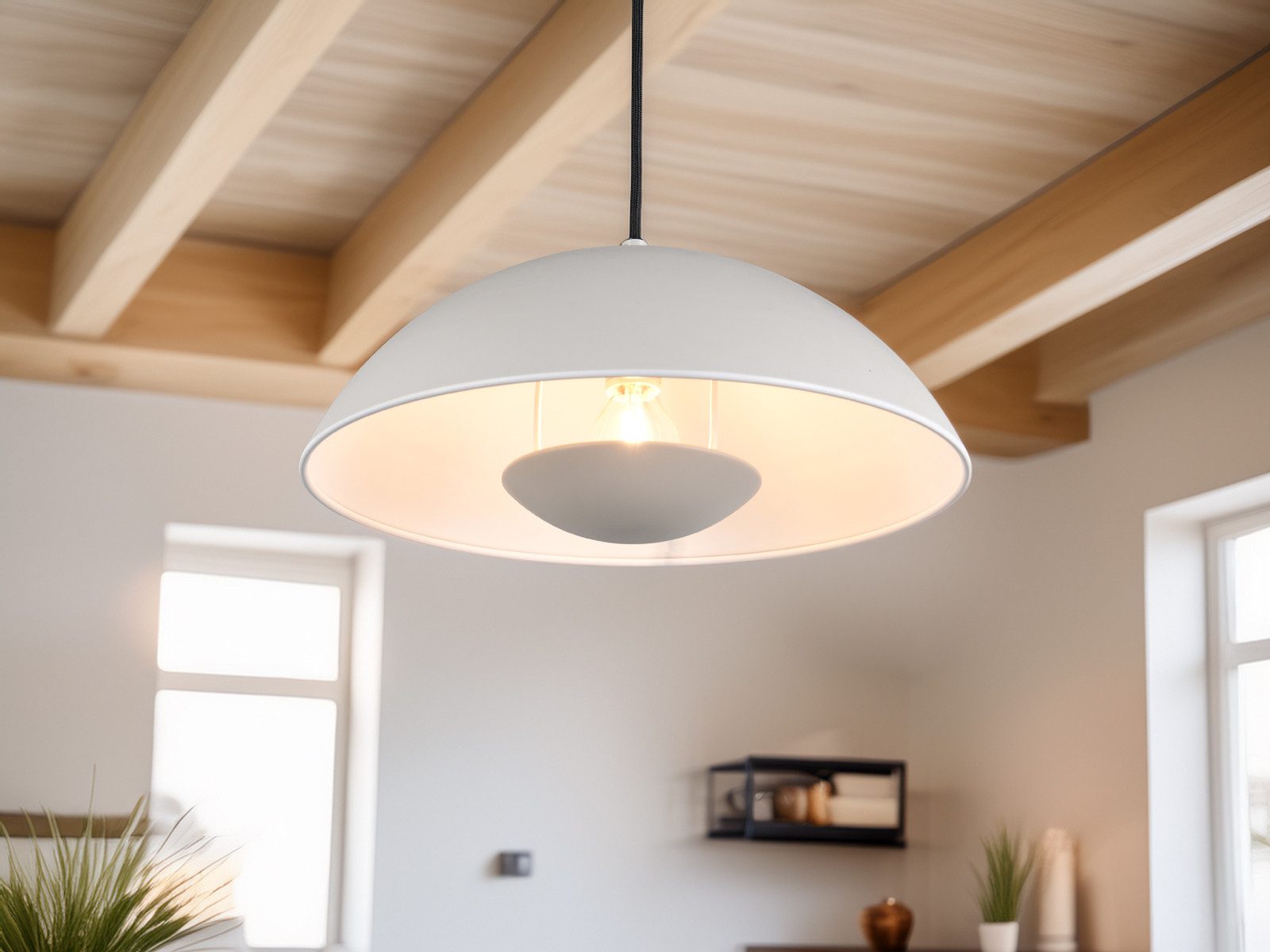 meineWunschleuchte Pendelleuchte, ohne Leuchtmittel, hängend einflammig indirekte Beleuchtung Esstisch, Lampenschirm Metall