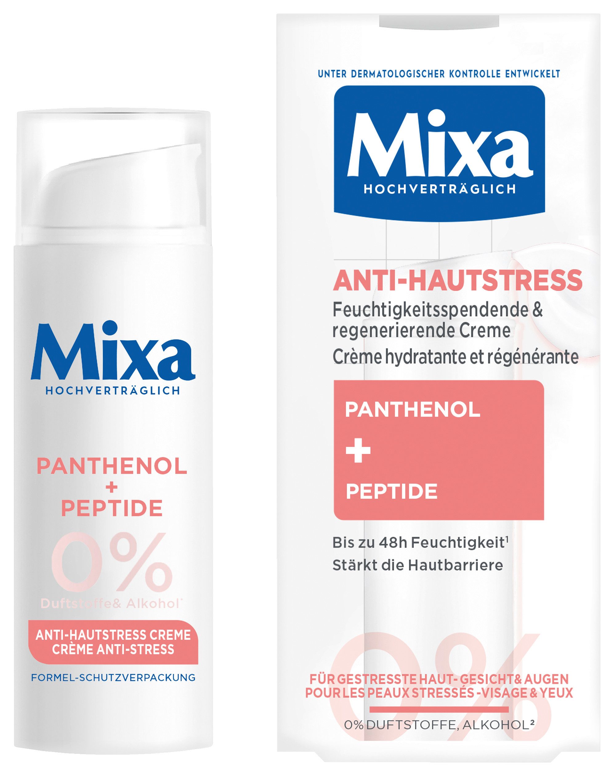 Mixa Gesichtsemulsion MIXA ANTI-HAUTSTRESS CREME, bis zu 48H Feuchtigkeit, stärkt die Hautbarriere