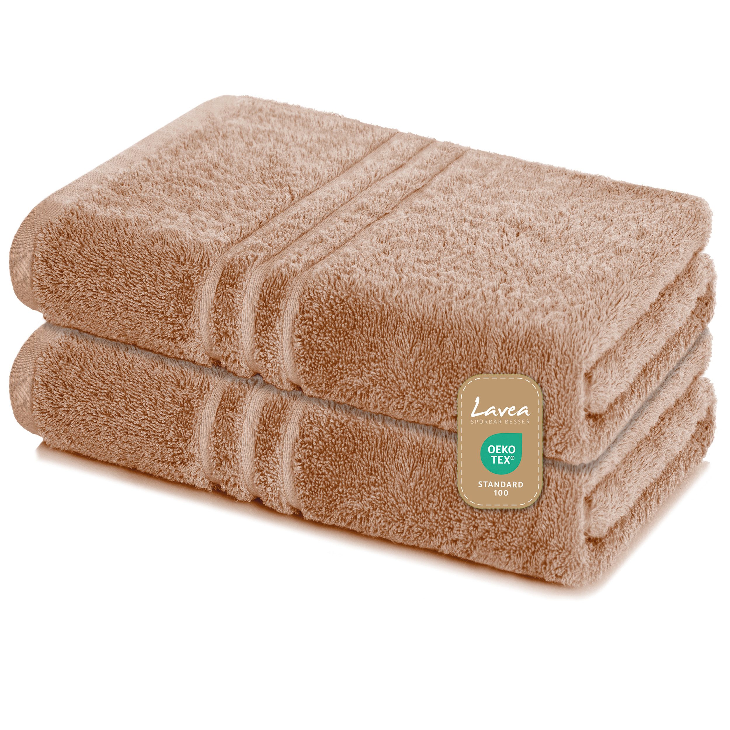 Lavea Saunatuch Set Saunahandtuch 80x200 cm Elena Frottee, Sauna-Handtücher, 100% Baumwolle (Set, 2-St), 500 g/m² Frottier, weich & saugstark, pflegeleicht