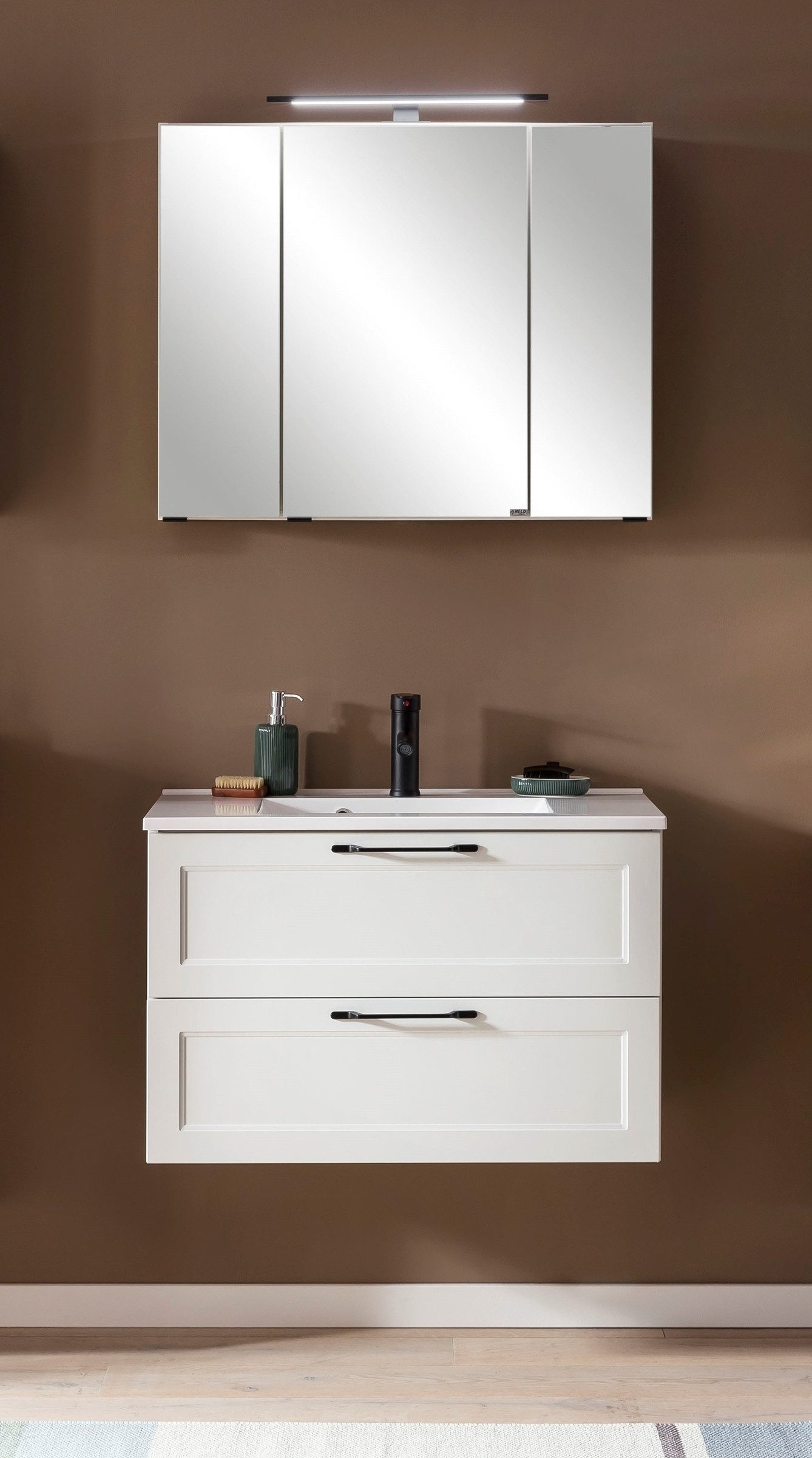 HELD MÖBEL Badezimmer-Set (2-tlg) in weiß - 80x195x47cm (BxHxT), (2-tlg)
