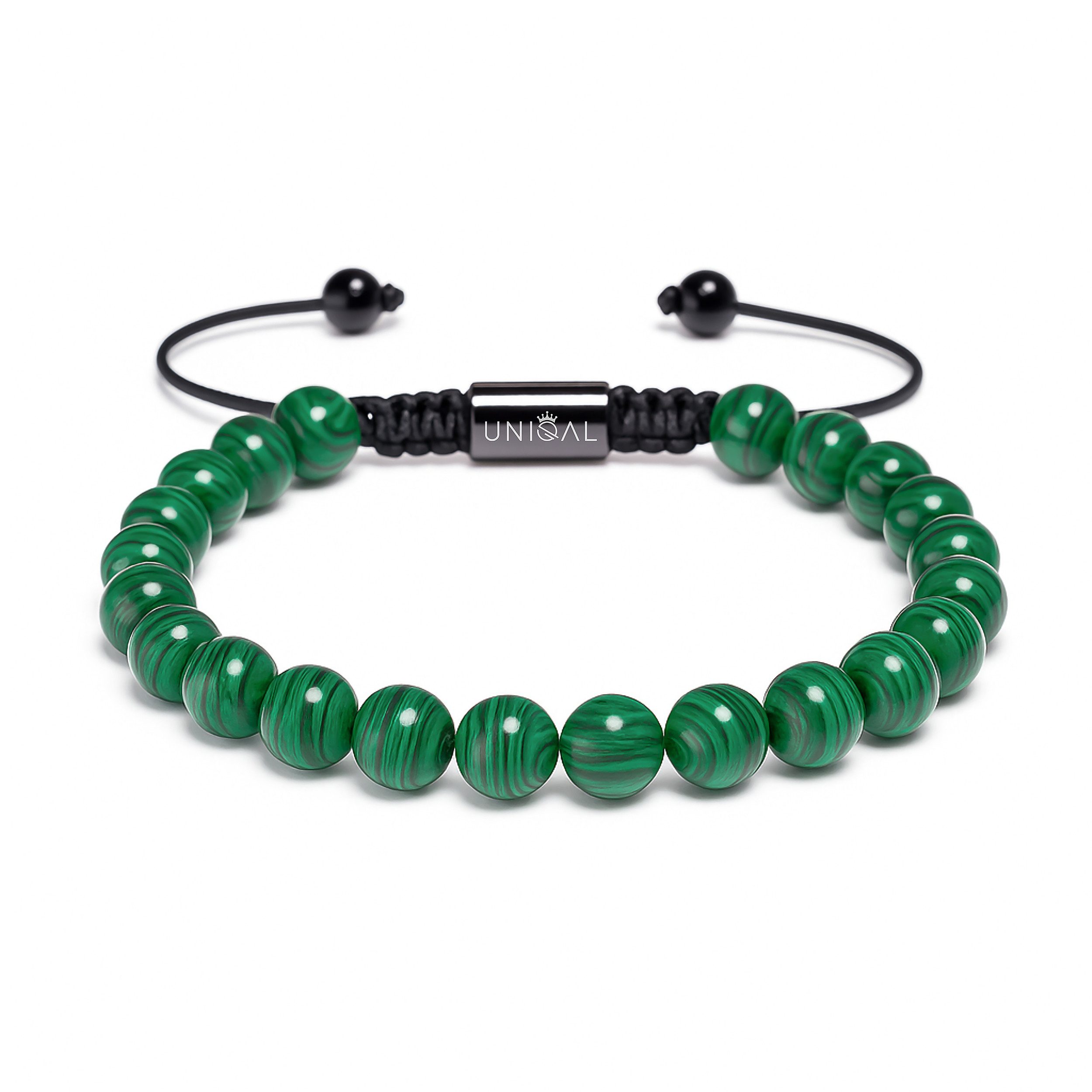 UNIQAL.de Perlenarmband aus Natur- & Edelstein – Unisex, 8 mm (einreihiges Natursteinarmband, verschiedene Farben & Steinsorten), verstellbar, handgefertigt