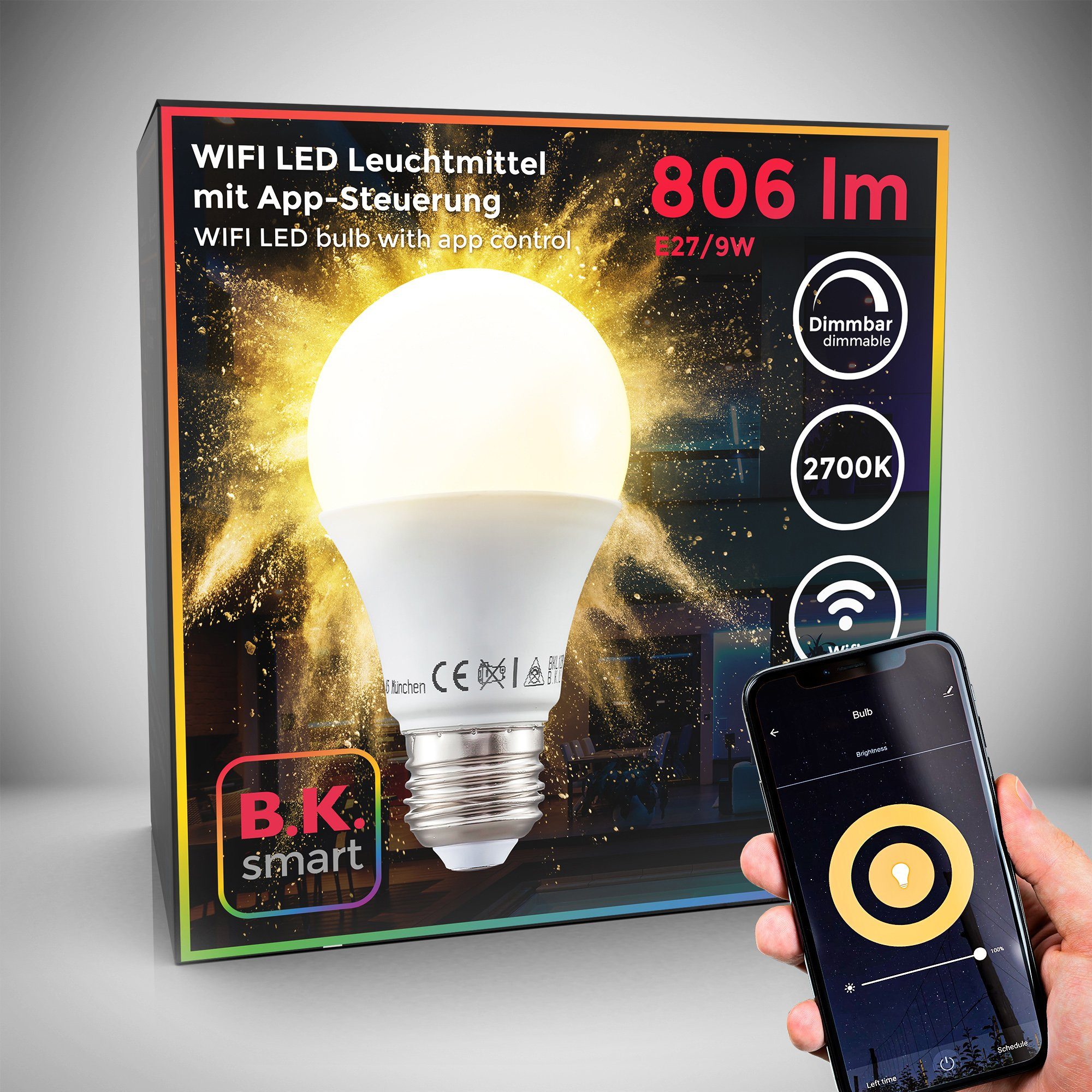 WLAN LED Lampe - E27 5W - 2700K-6500K - per App steuerbar 