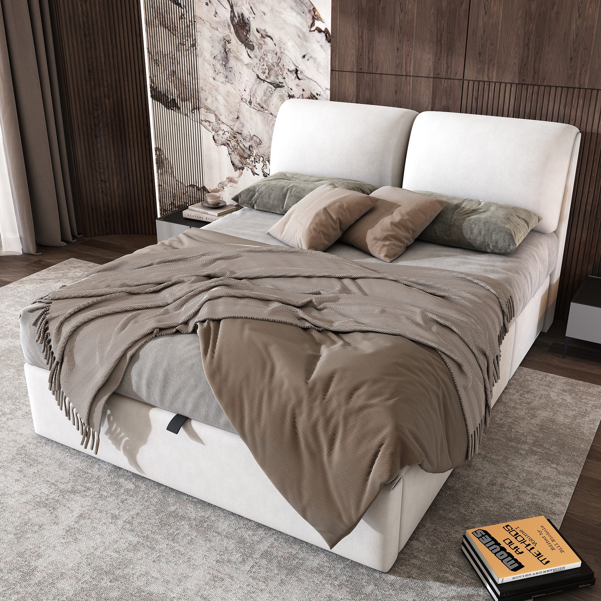 MODFU Polsterbett Schlafzimmerbett mit hydraulischem Bettkasten günstig online kaufen