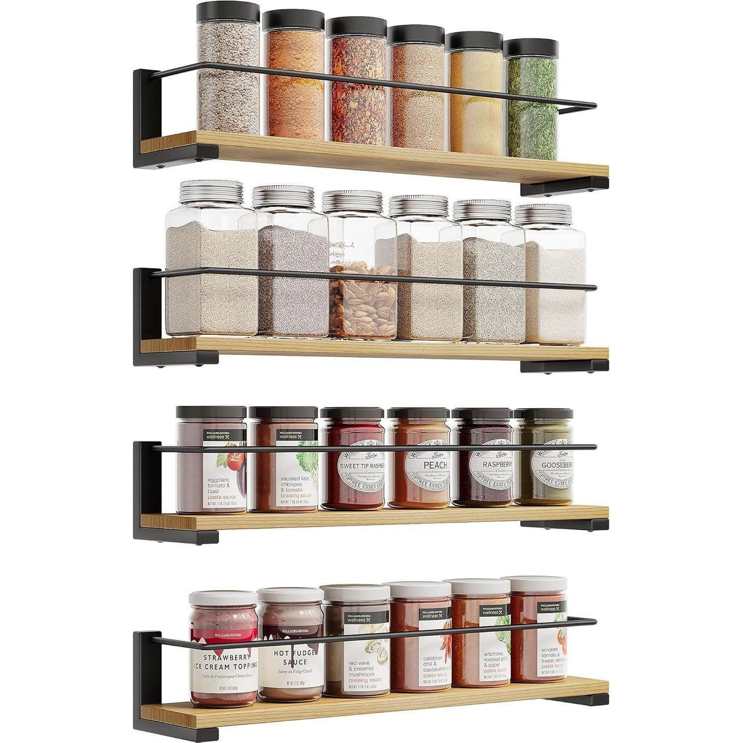 OROPY Gewürzregal Gewürzregale Wandmontage Kiefernholz Küchenregal Schrankt günstig online kaufen