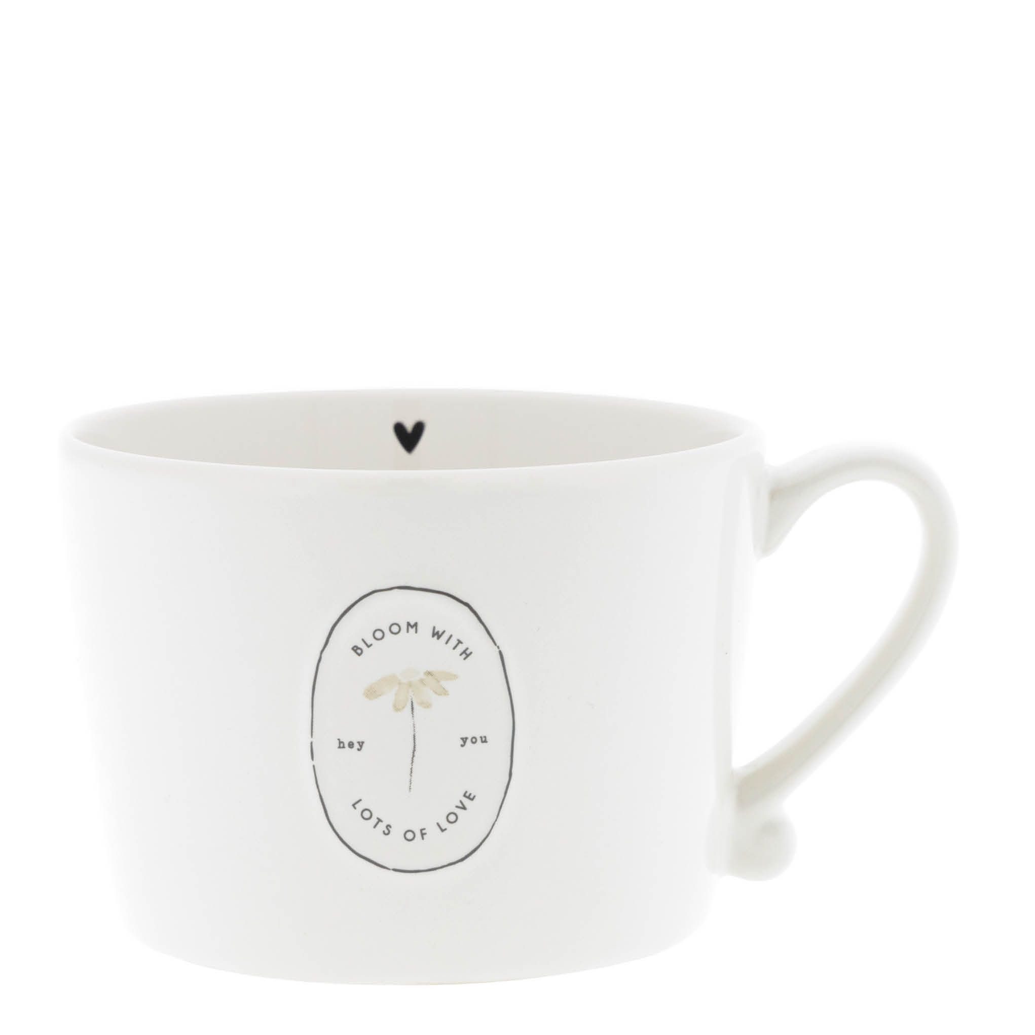 Bastion Collections Tasse, Keramik, Spülmaschinengeeignet, Weiß, Blume, H: 7,2cm
