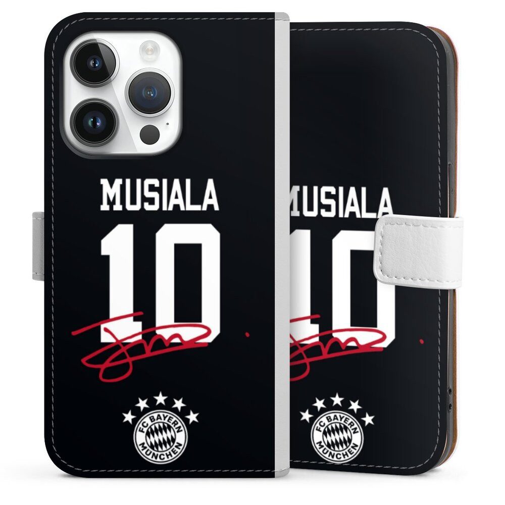 DeinDesign Handyhülle FC Bayern München Jamal Musiala FCB Musiala 10, Apple iPhone 14 Pro Hülle Handy Flip Case Wallet Cover