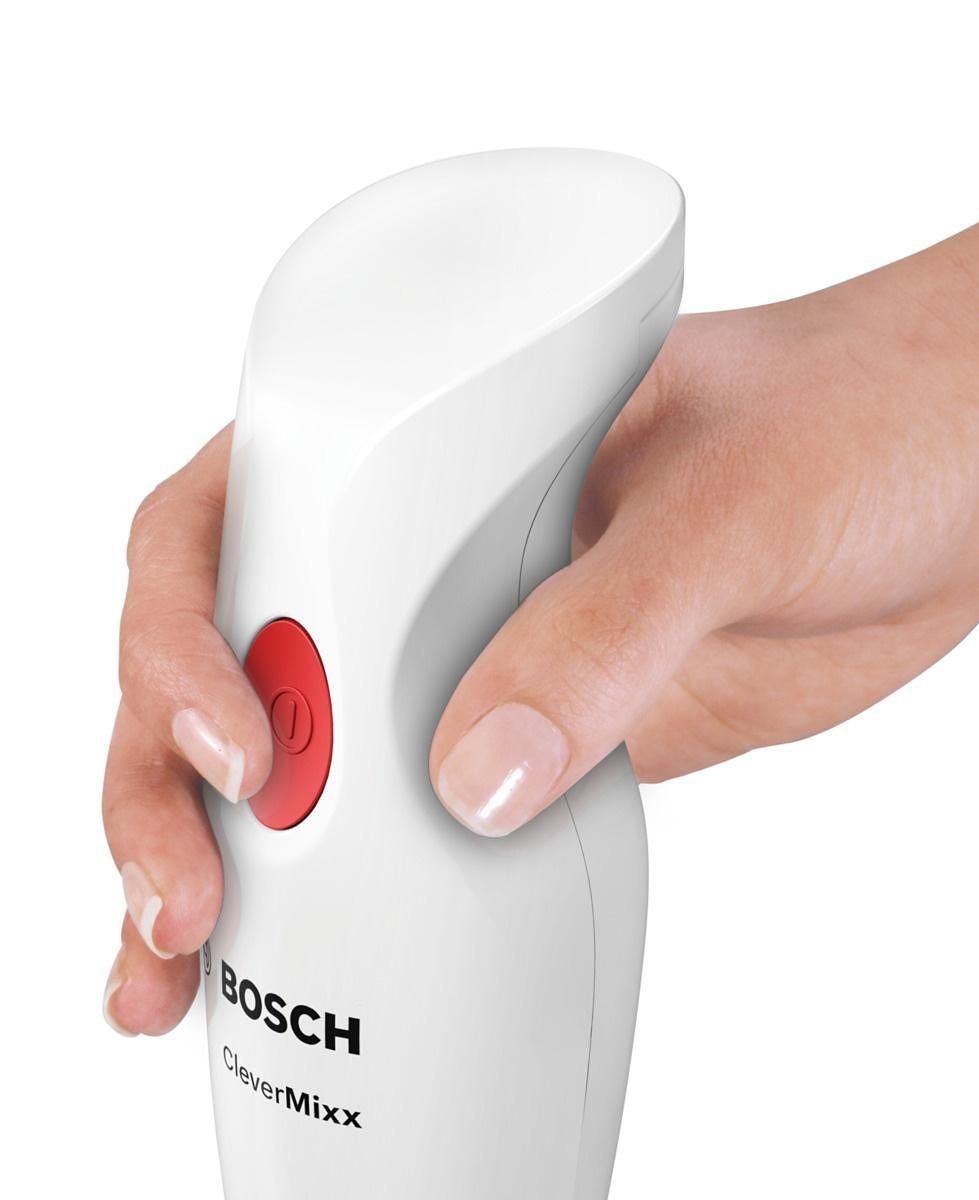 BOSCH Stabmixer CleverMixx MSM14000, abnehmb. Mixfuß, 4 Klingen, einfache Reinigung, 400 W, Ergonomischer Griff, leichtes Gehäuse, weiß/rot