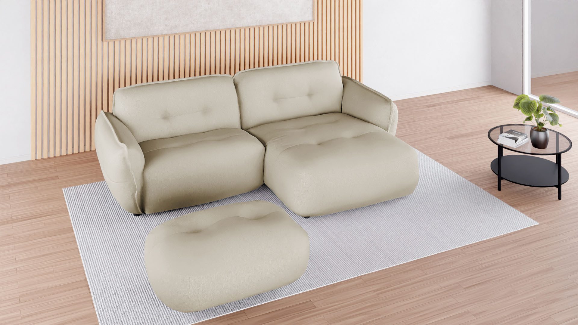 BETYPE Polsterhocker Be Fluffy, softer Sitzkomfort, moderner Kedernaht, hochwertiger Bezugsstoff