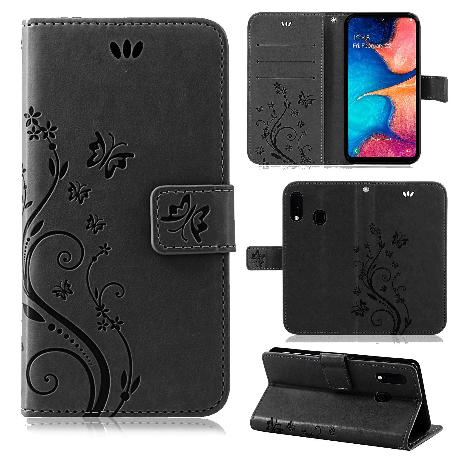 betterfon Handyhülle Handytasche für Samsung Galaxy A20e SM-A202 Buchhülle, Wallet Case mit Kartenfächern Magnetverschluss und weicher Innenhülle