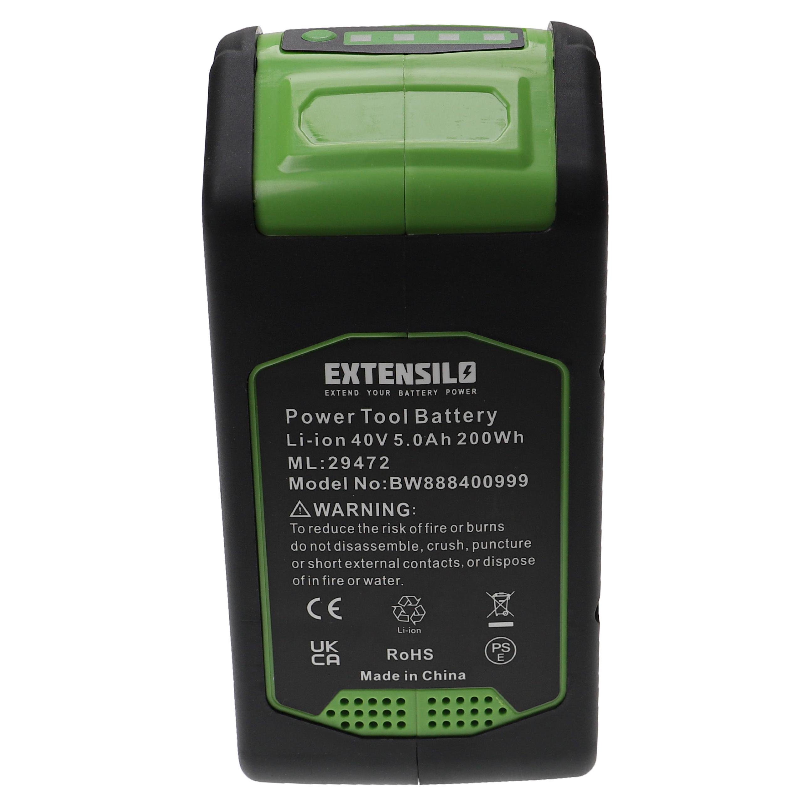 Extensilo Ersatz für Powerworks 40V series für Akku Li-Ion 5000 mAh (40 V)