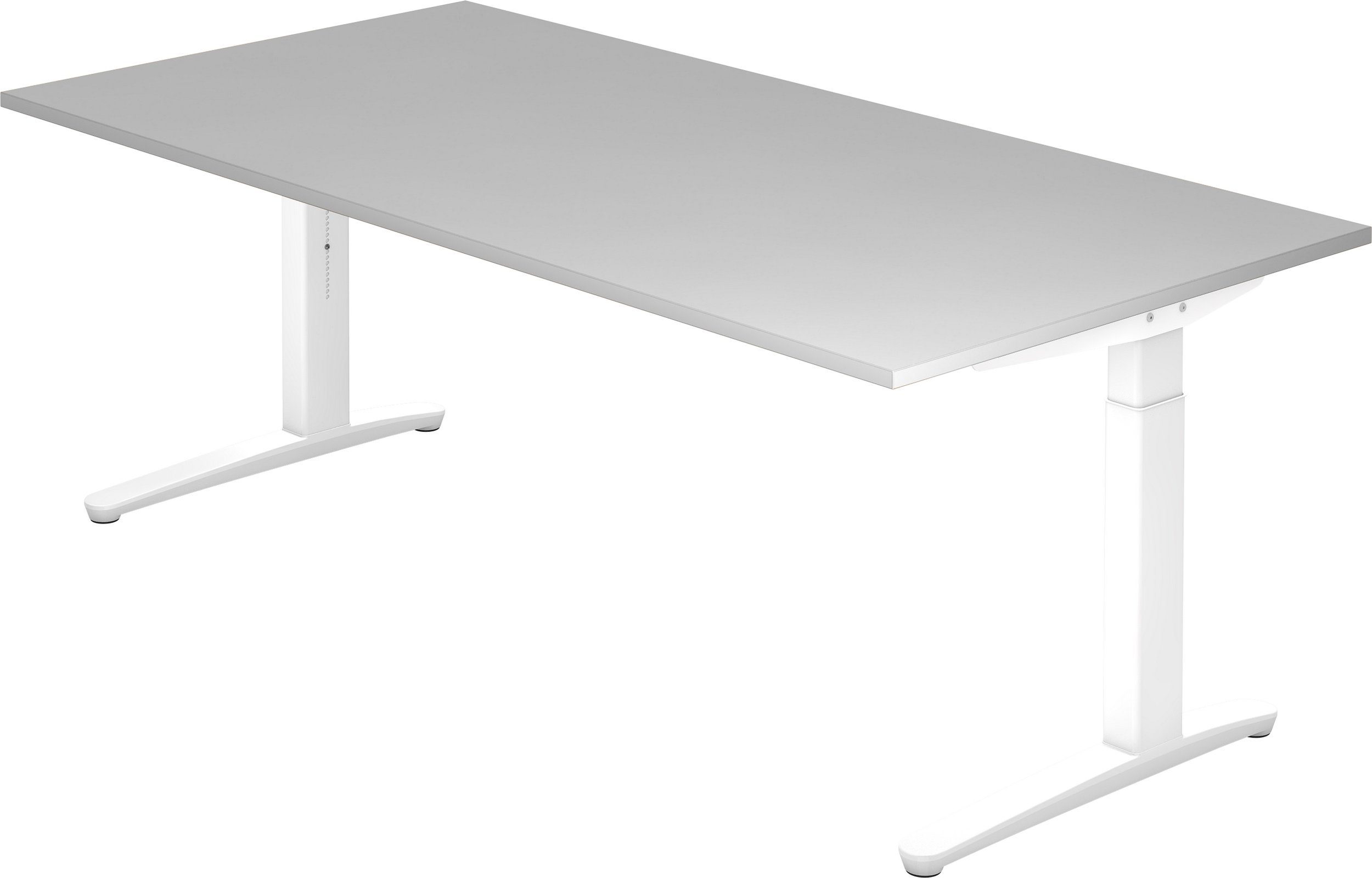 bümö Schreibtisch Schreibtisch Serie-XB, Rechteck: 200 x 100 cm - Dekor: Grau - Gestell: Weiß