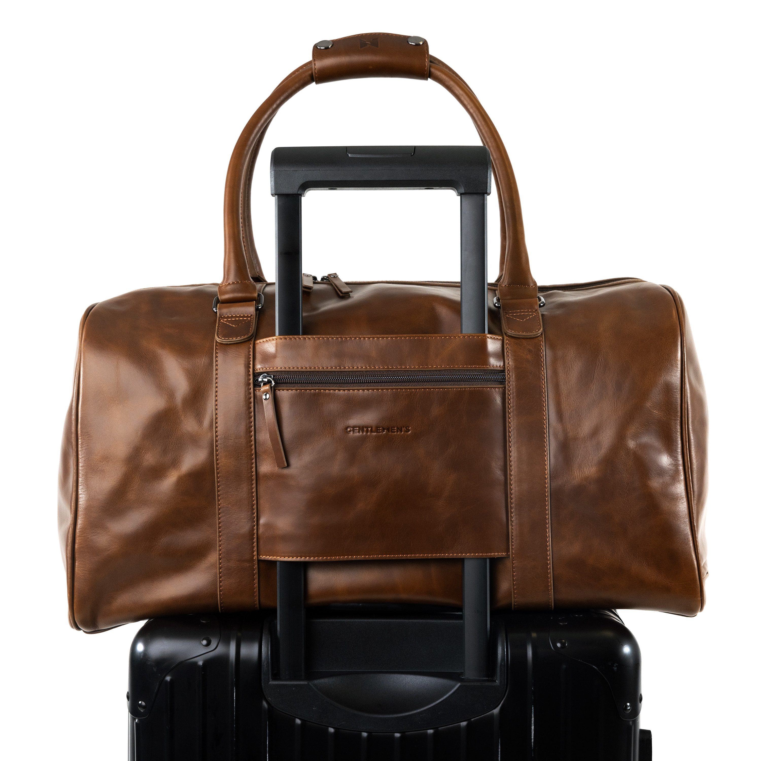 Gentlemen's Weekender Heidelberg - Hochwertige Handgepäck-Tasche für Reisen & Business, Spanisches Echtleder, mit Schultergurt und Trackerfach
