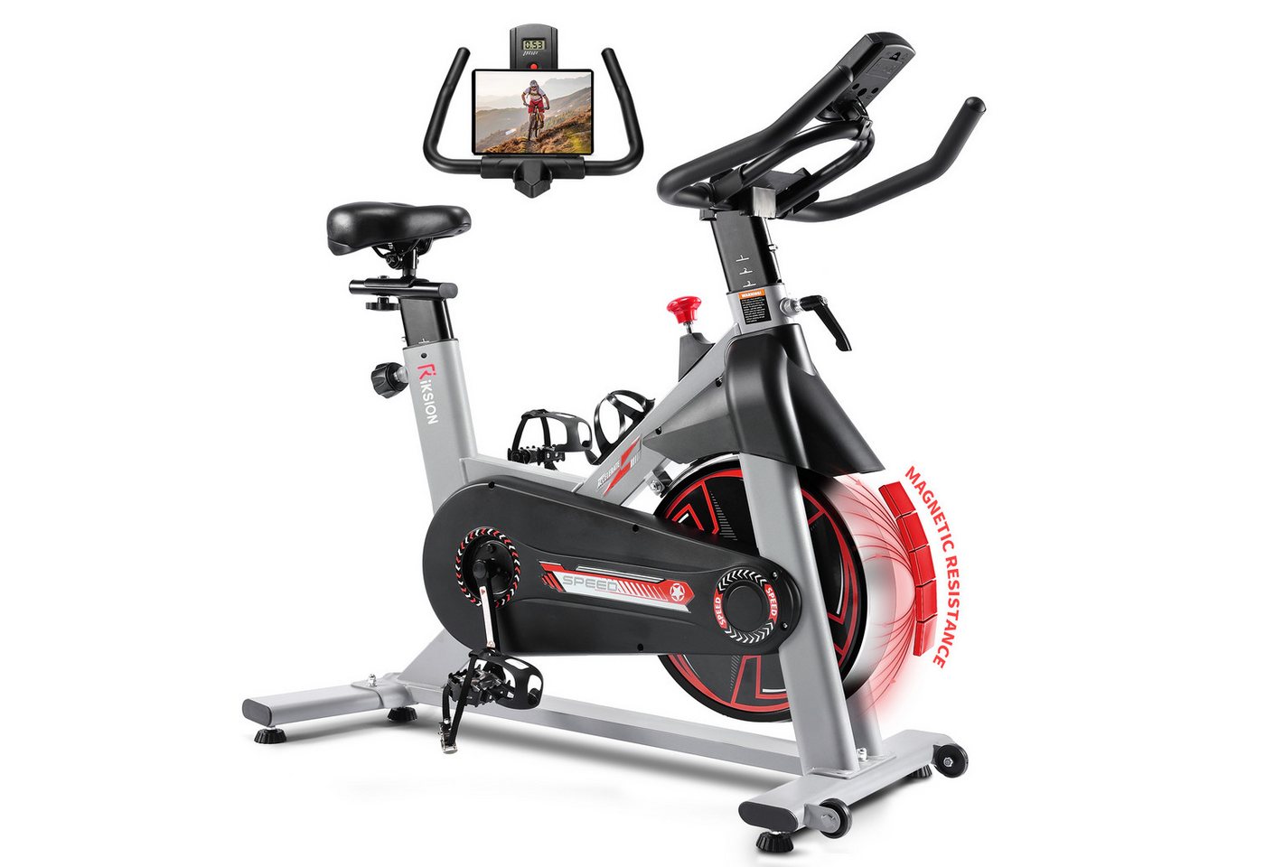 Riksion Heimtrainer mit LCD-Monitor, Magnetwiderstand Stationäres Fahrrad für Zuhause (1-tlg), Indoor Bike mit Flüsterleise, Schweres Schwungrad