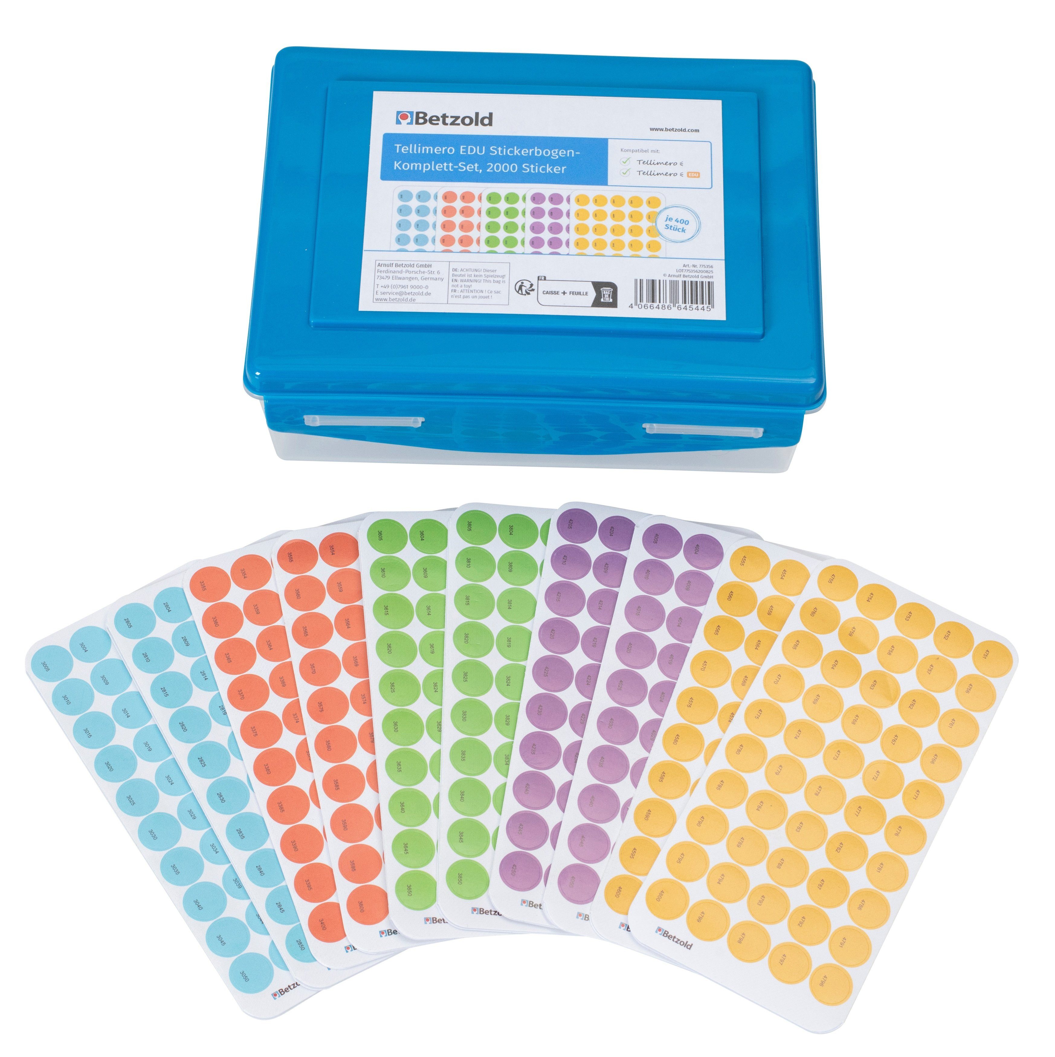 Tellimero Lernspielzeug EDU Stickerbogen-Komplett-Set 2000 Sticker