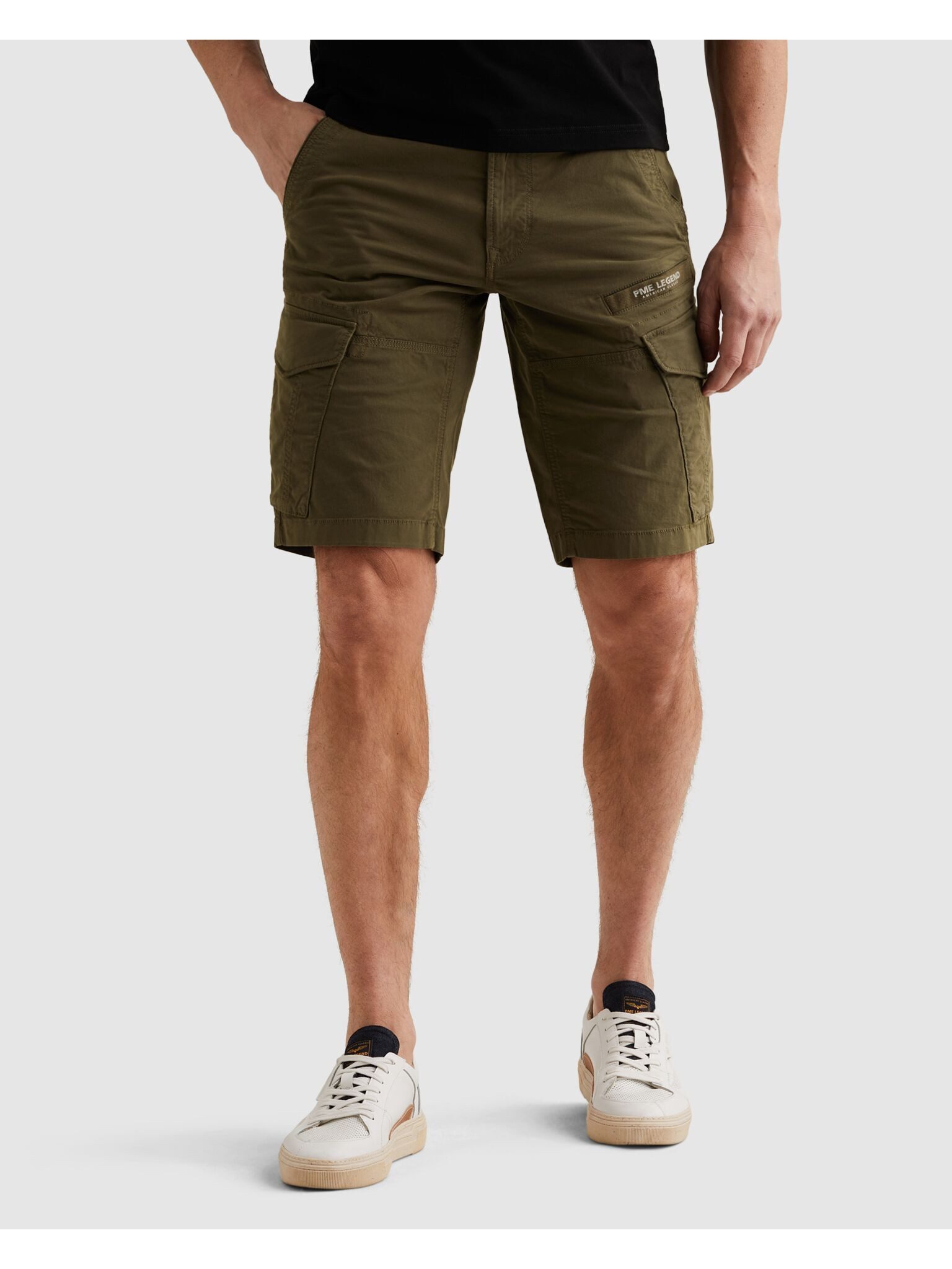 PME LEGEND Cargobermudas NORDROP CARGO SHORTS STRETCH TWILL normale Passform, mit Gürtelschlaufen, unifarben