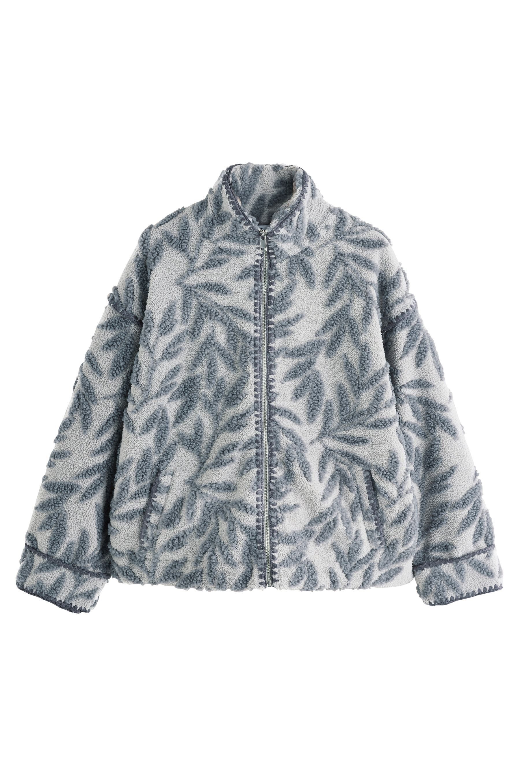 Next Fleecejacke Hemdjacke mit Reißverschluss und Blumen-Print (1-St)