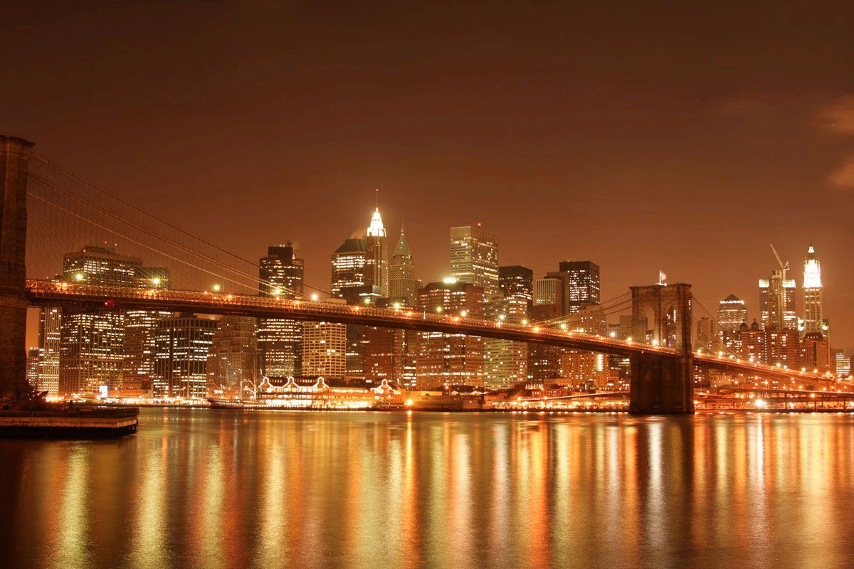 Papermoon Fototapete Brooklyn Bridge bei Nacht