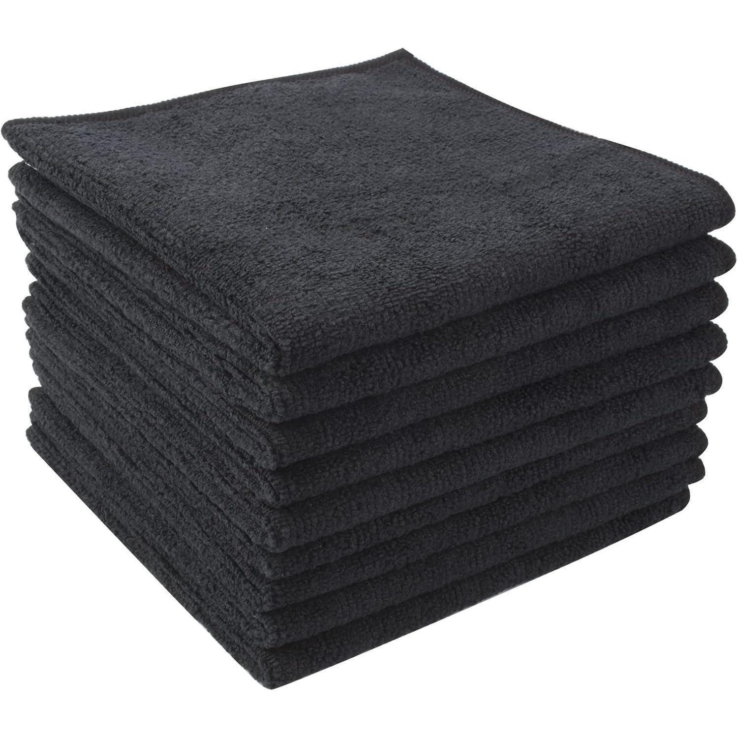LuxusKollektion Mikrofasertücher schwarz Spüllappen Küchenlappen 9er Pack 30x30 cm Mikrofasertuch