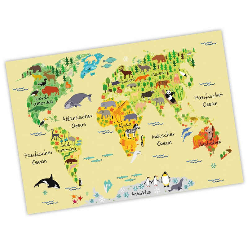 nikima Poster Kinder Weltkarte Gelb, Weltkarte, in 3 Größen