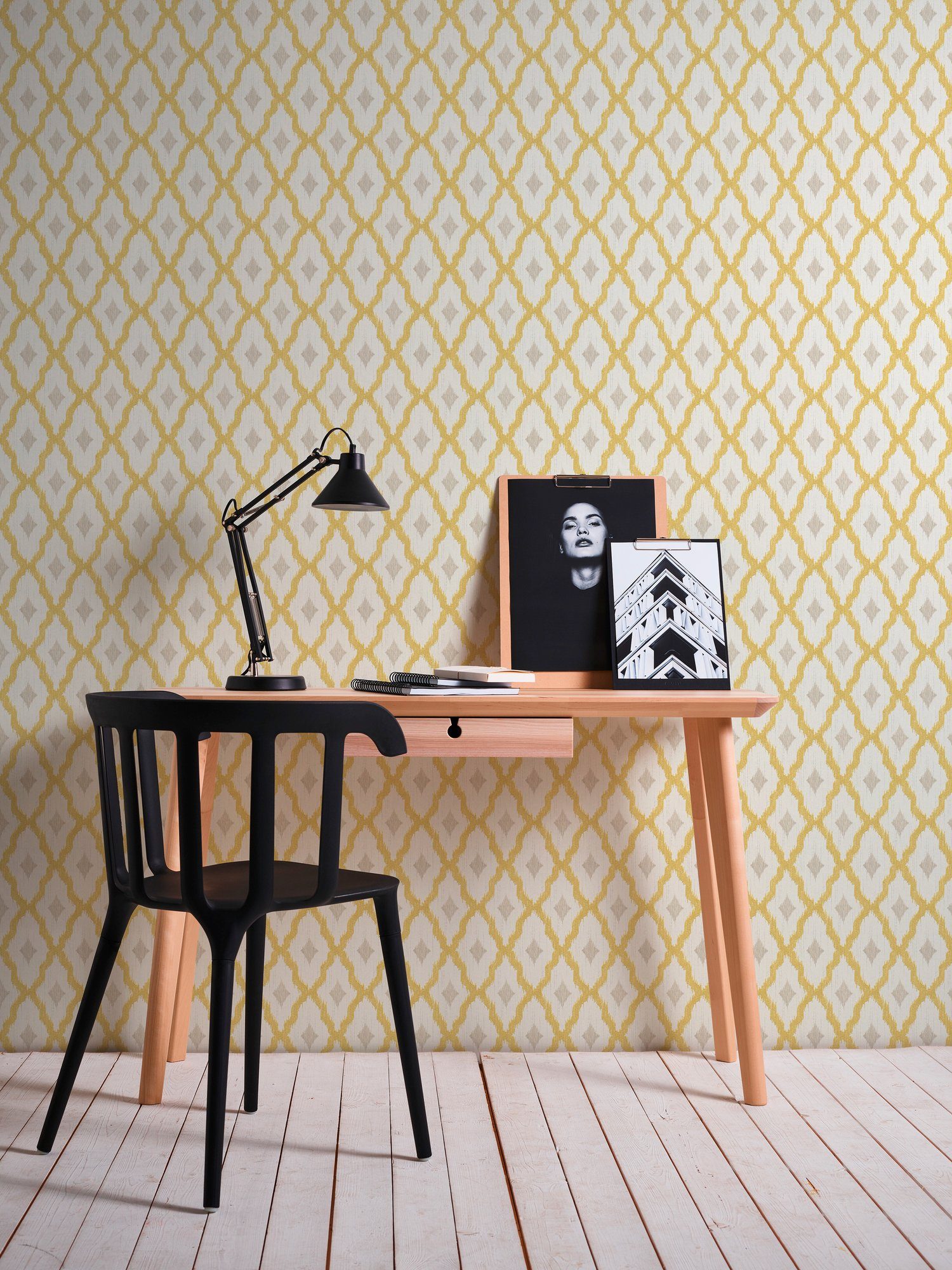 gold/gelb/weiß Tessuto, Création Tapete Textiltapete A.S. samtig, Paper Architects Streifen