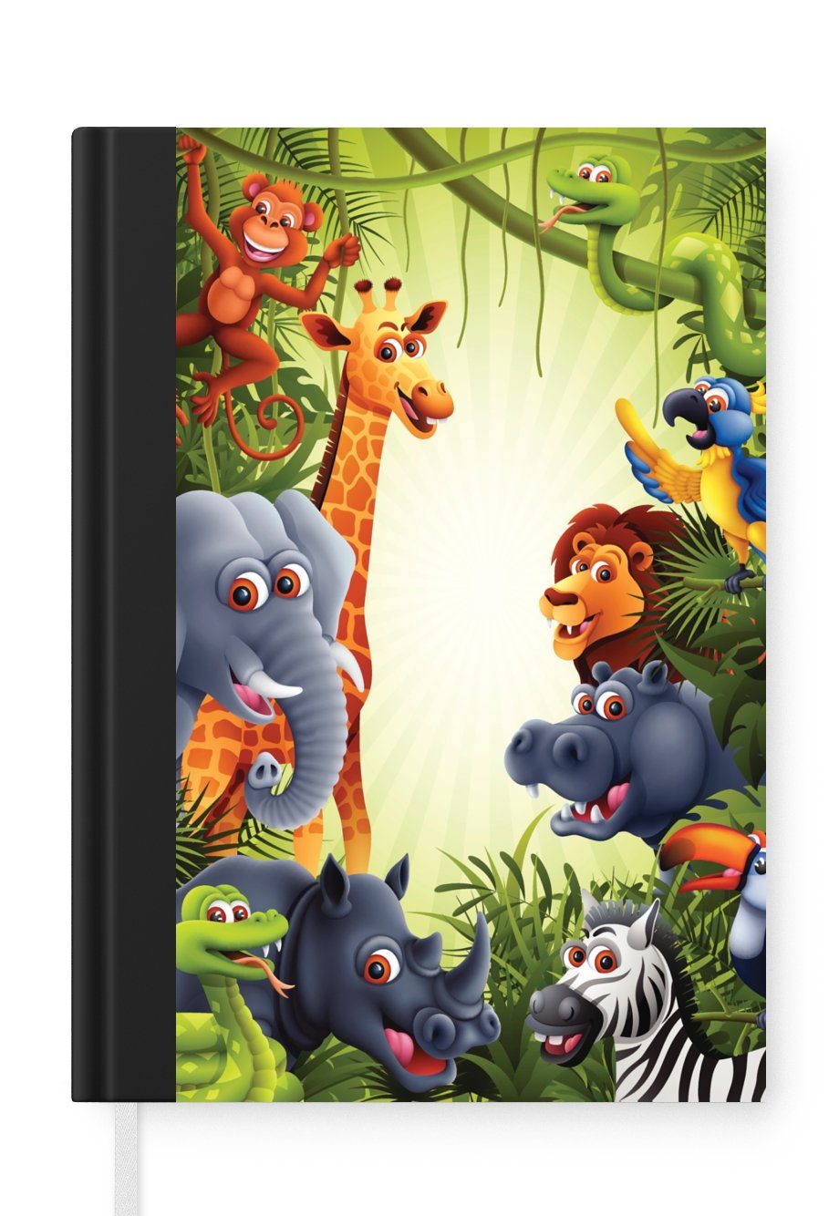 MuchoWow Notizbuch Dschungel - Jungen - Mädchen - Baby - Elefant - Löwe - Giraffe, Journal, Merkzettel, Tagebuch, Notizheft, A5, 98 Seiten, Haushaltsbuch