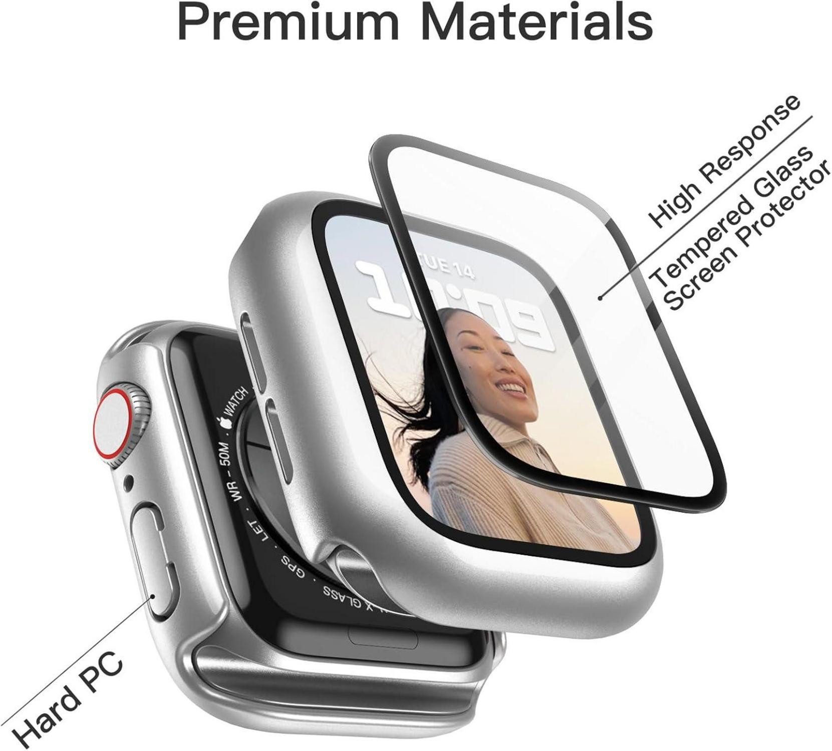 LuxusKollektion Displayschutzglas Displayschutz Hulle Apple Watch SE Series 6 5 4 40mm Schutzhulle Glas
